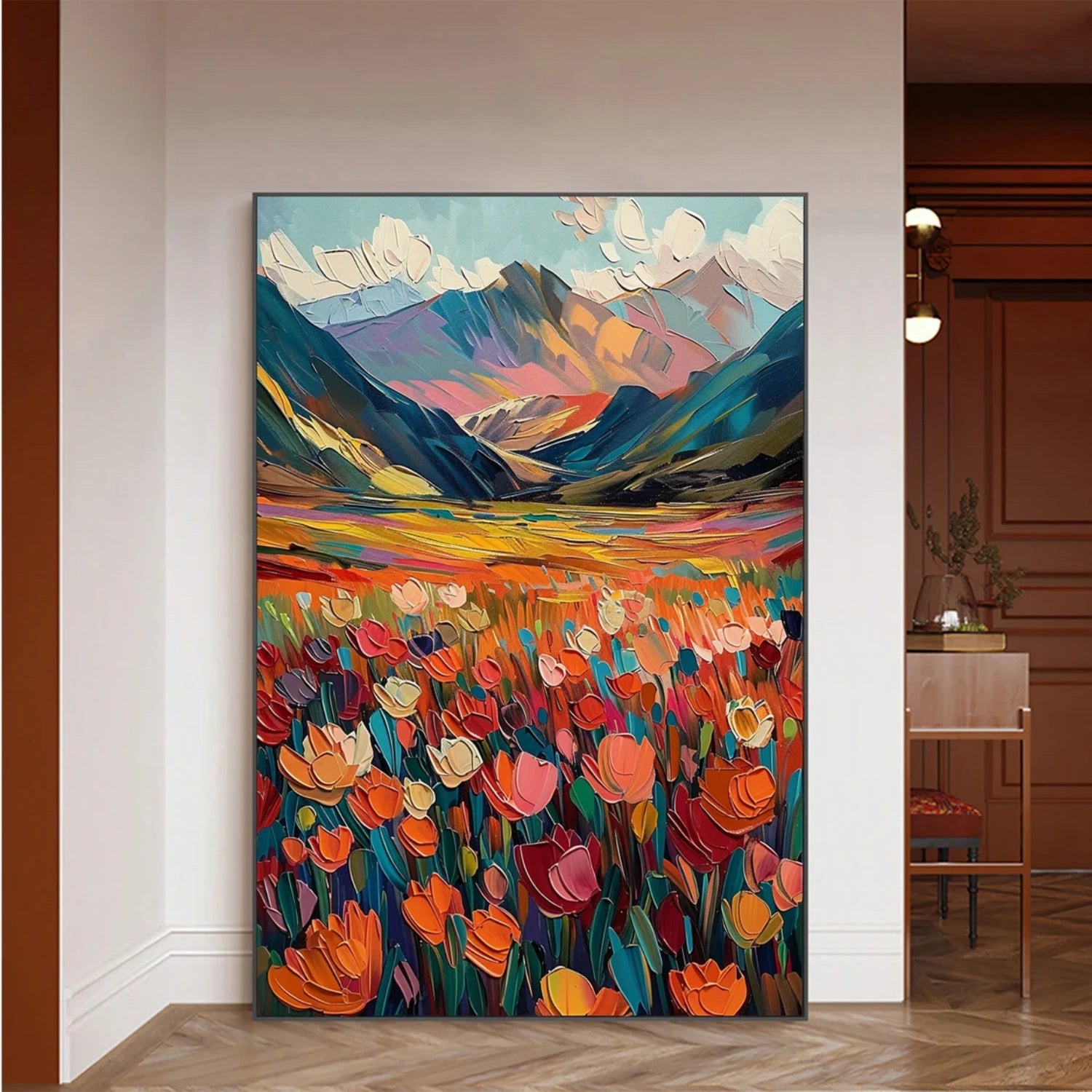 Colorful Flower Abstract Textured Wall Art #ML076
