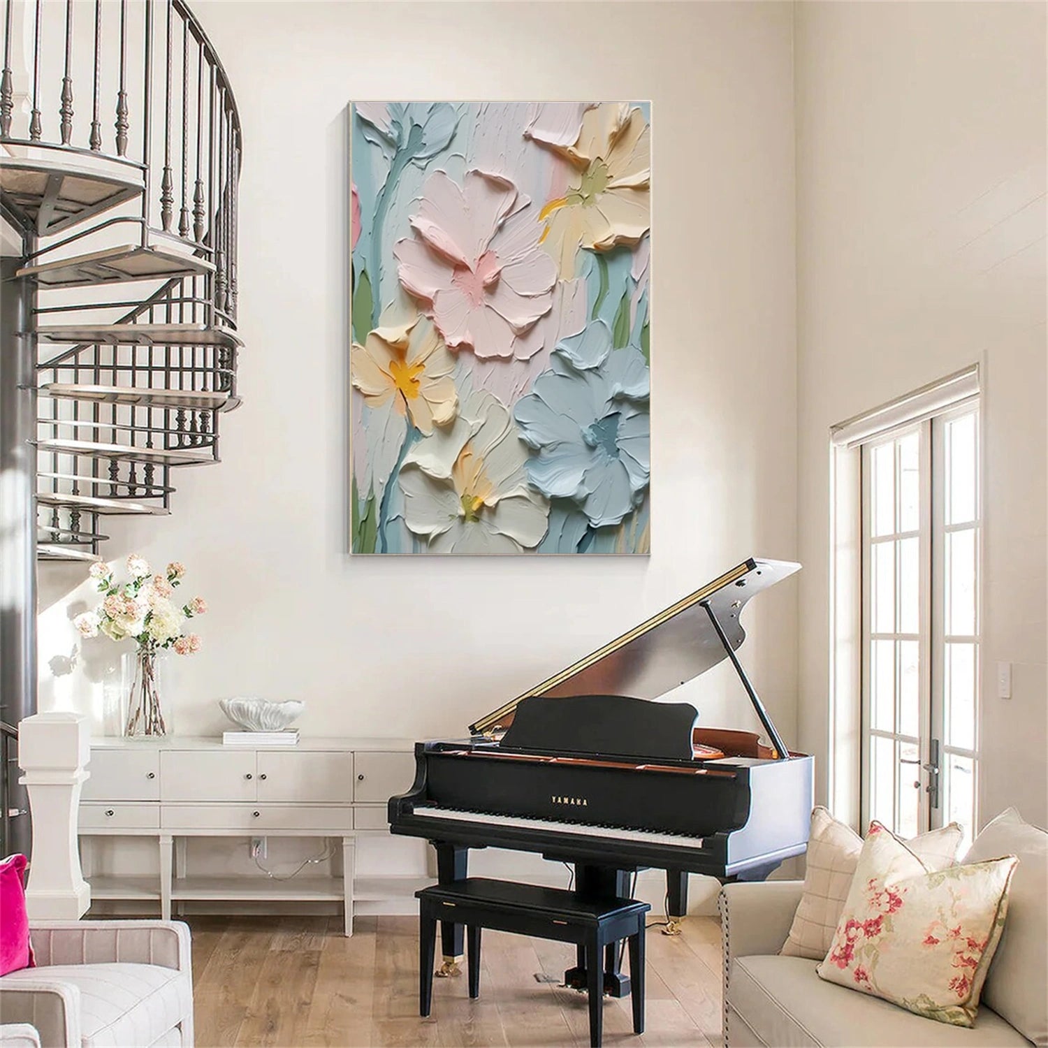 Colorful Flower & Tree Abstract Textured Wall Art #ML078
