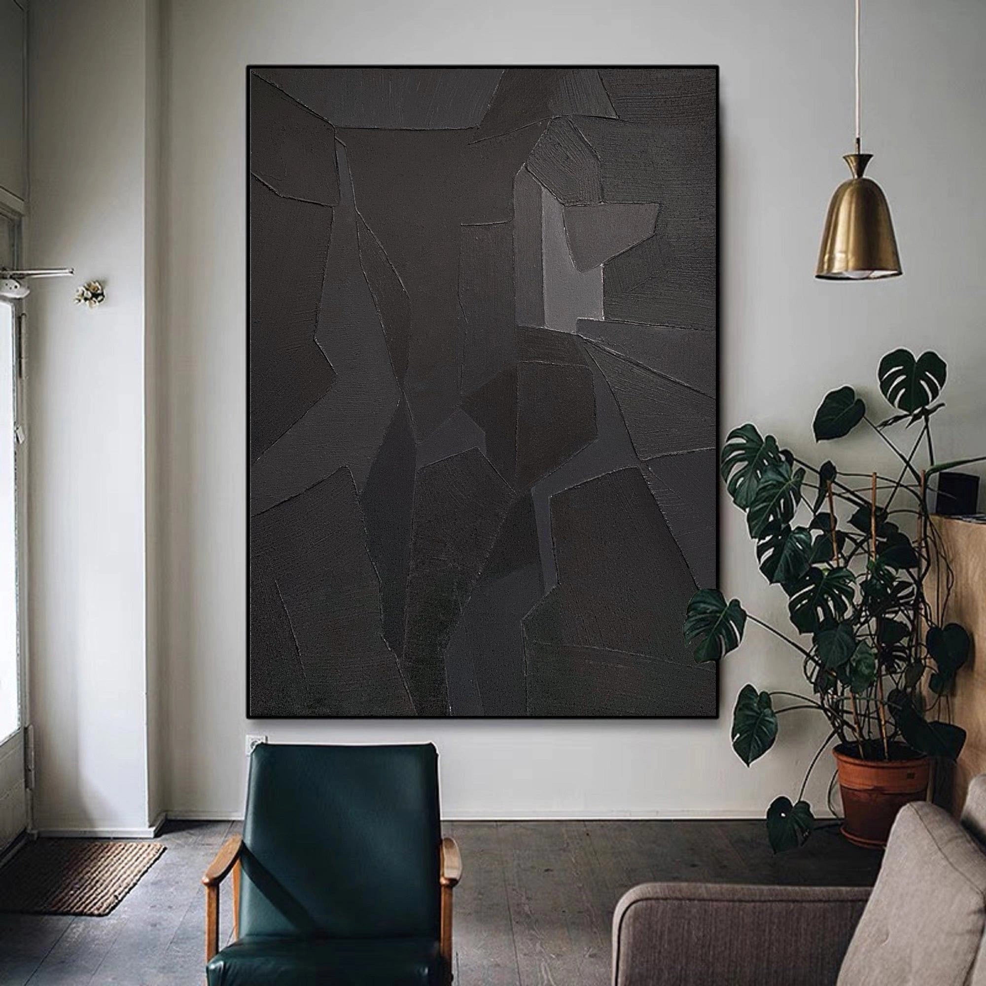 3D Textured Geometric Minimalist Wall Art Painting Original Handcrafted