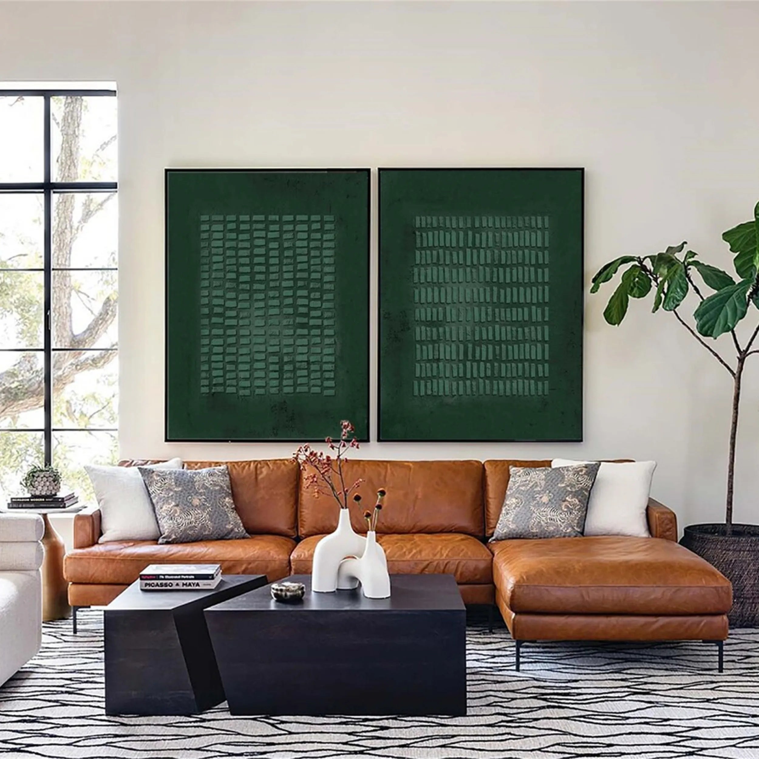 Green Texture Art Set of 2#GT008