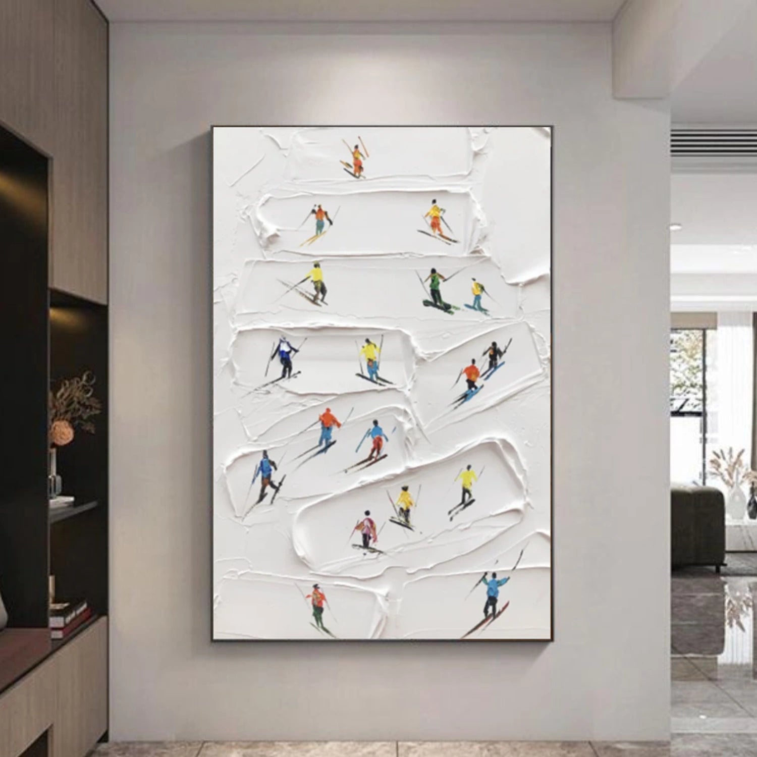 Skiing Sport Textured Wall Art #SA055