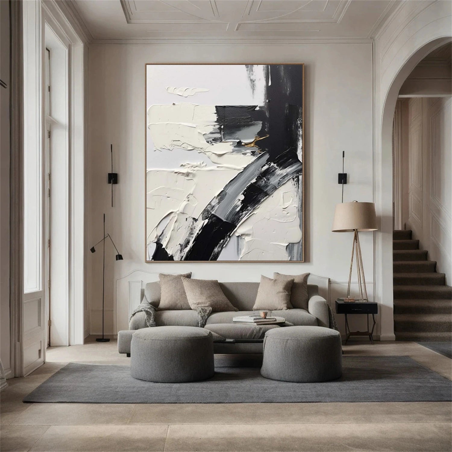 White and Black Minimalistic Textured Art #MM244