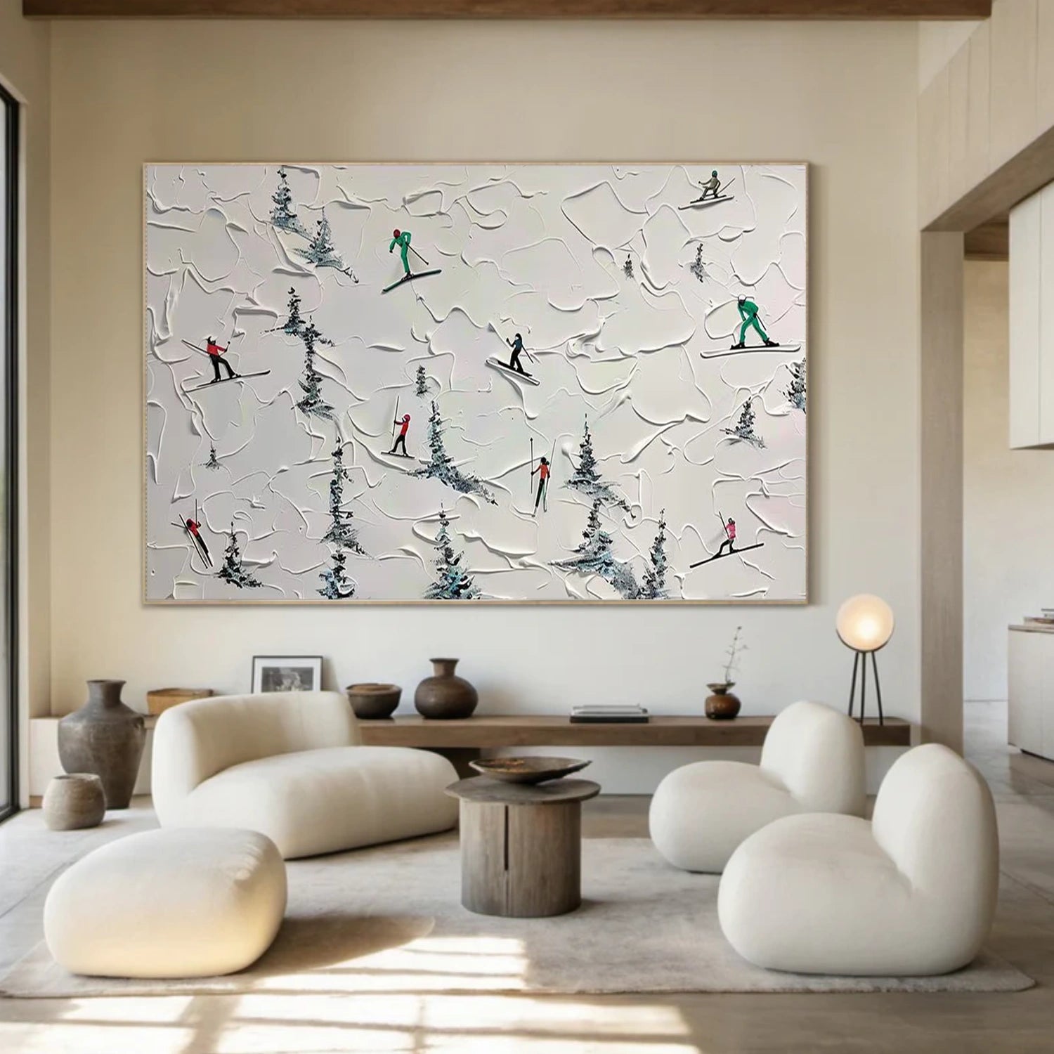 Skiing Sport Textured Wall Art #SA071