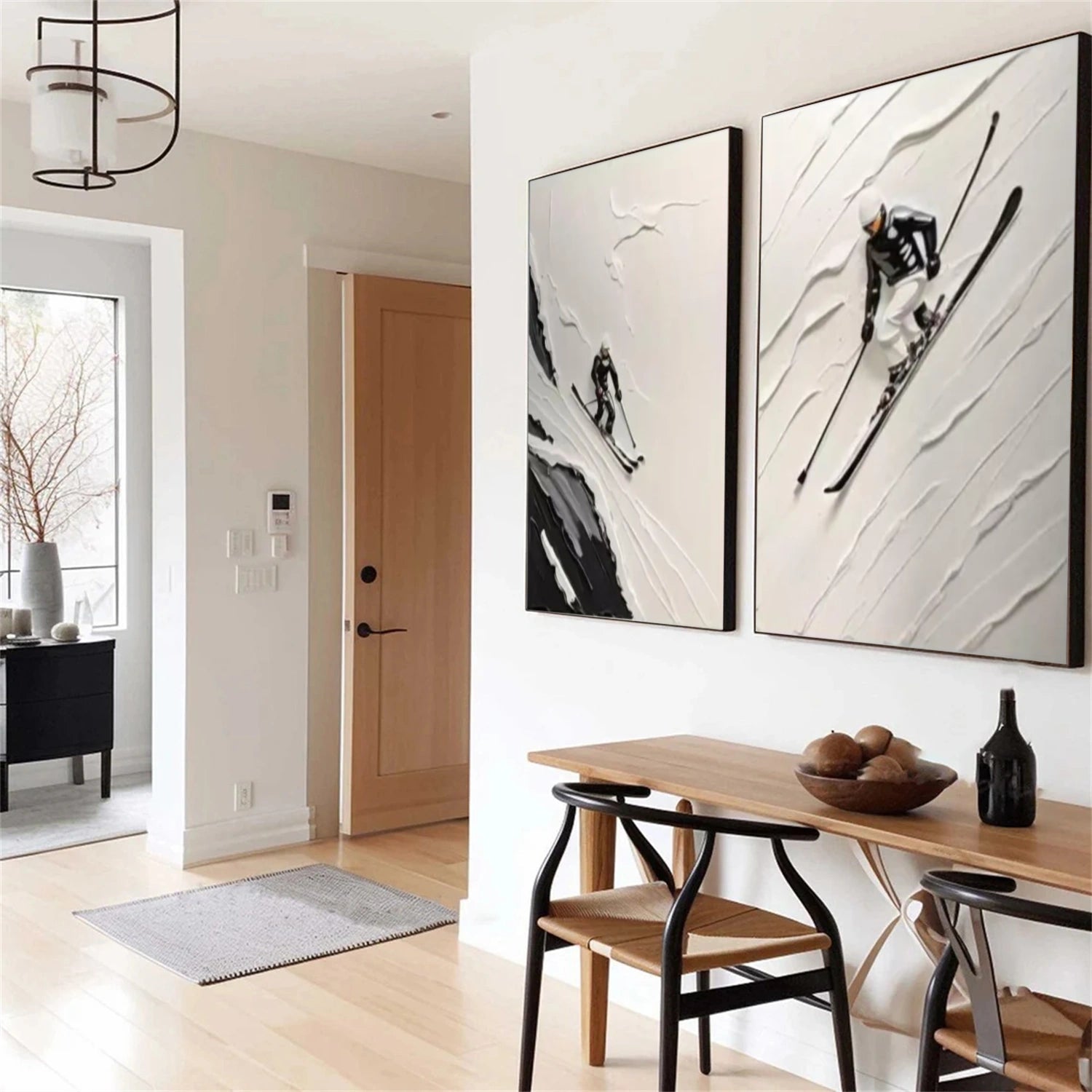Skiing Sport Textured Wall Art Set of 2 #SA039