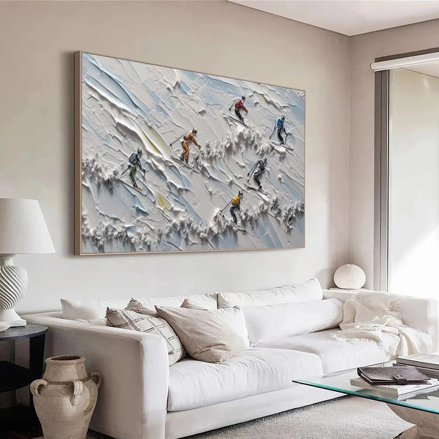 Skiing Sport Textured Wall Art #SA051