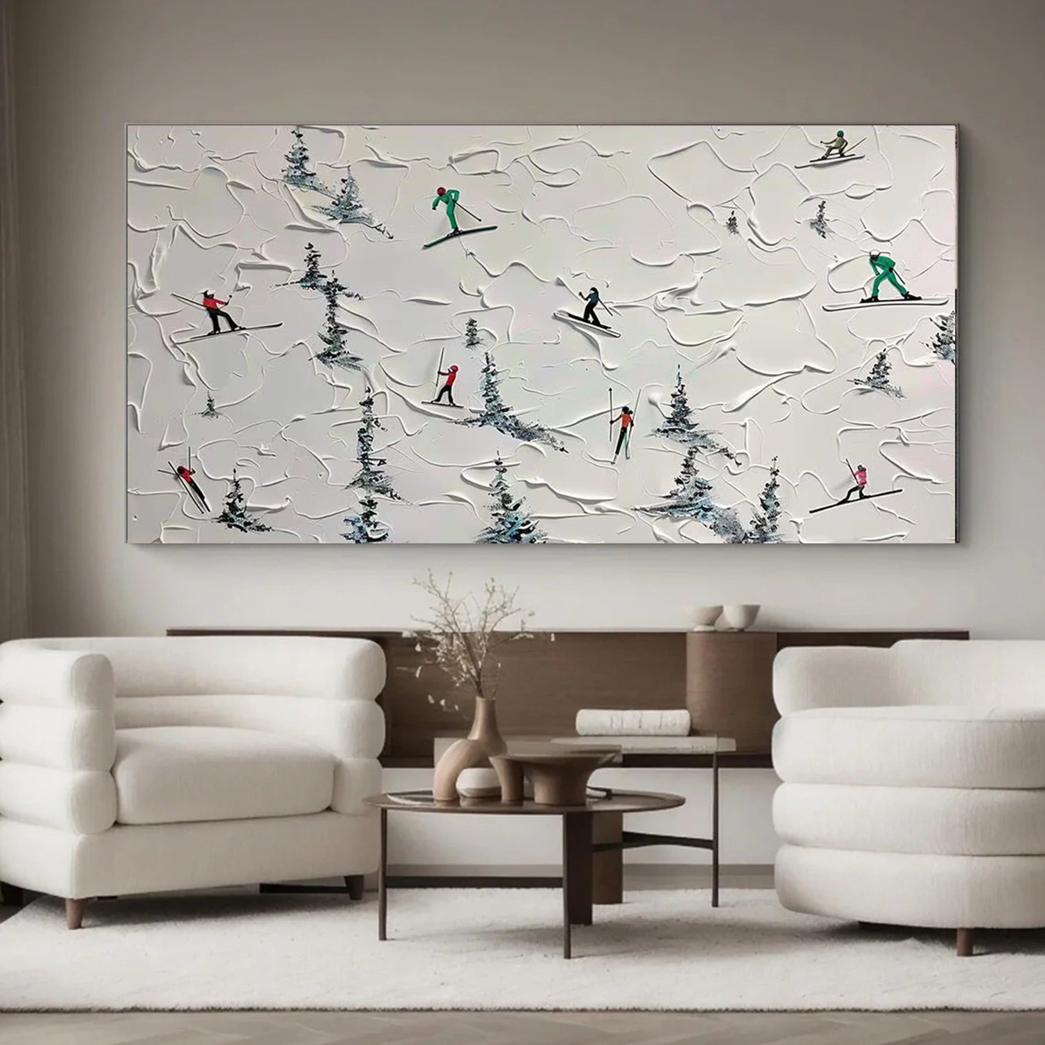 Skiing Sport Textured Wall Art #SA071