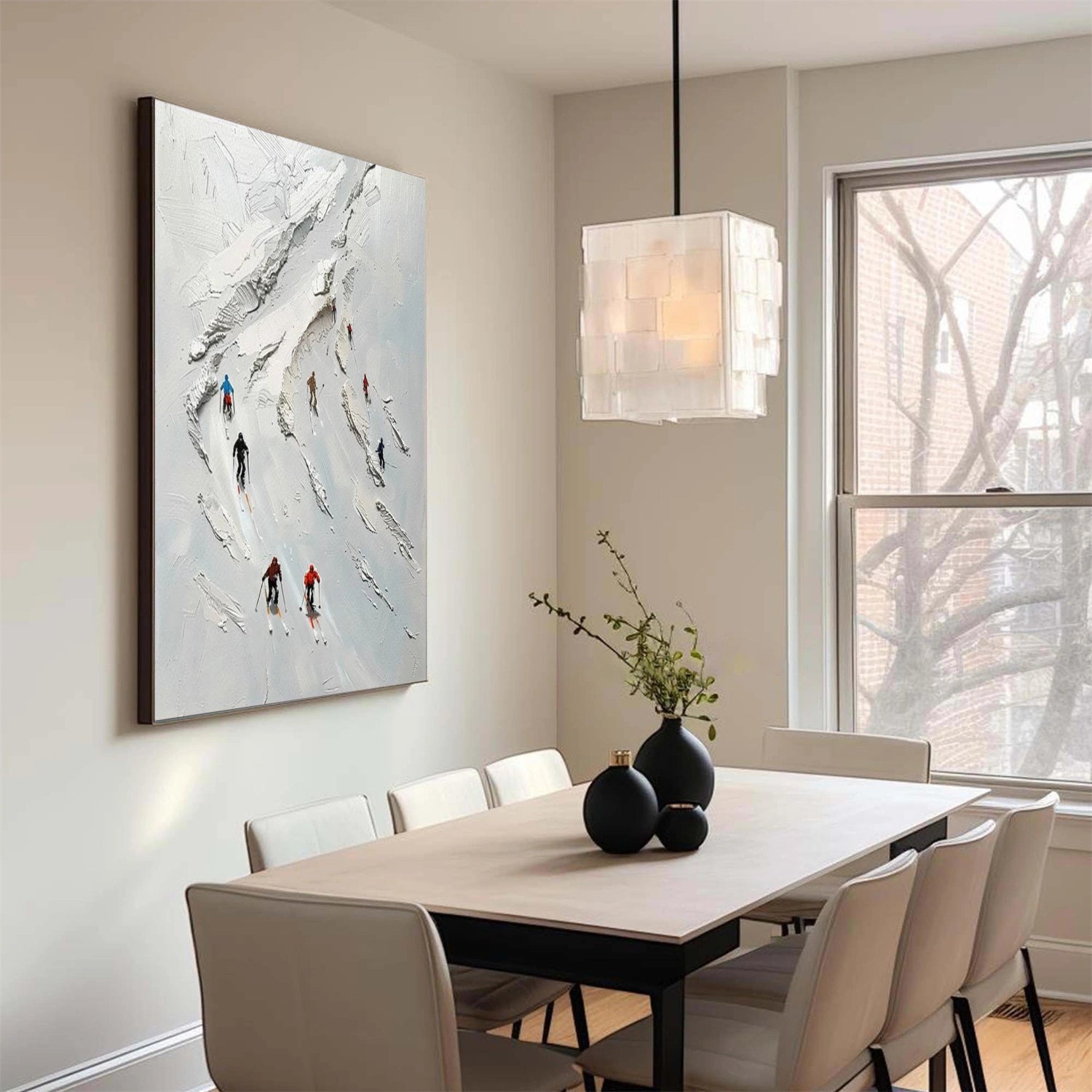 Skiing Sport Textured Wall Art #SA056