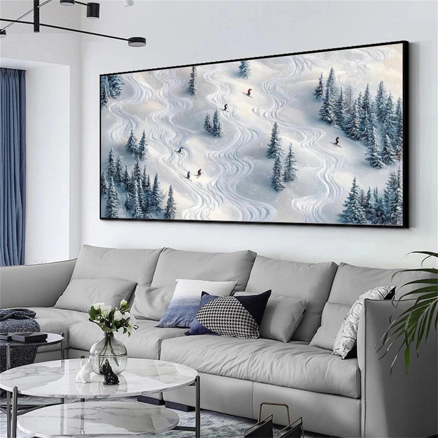 Skiing Sport Textured Wall Art #SA044