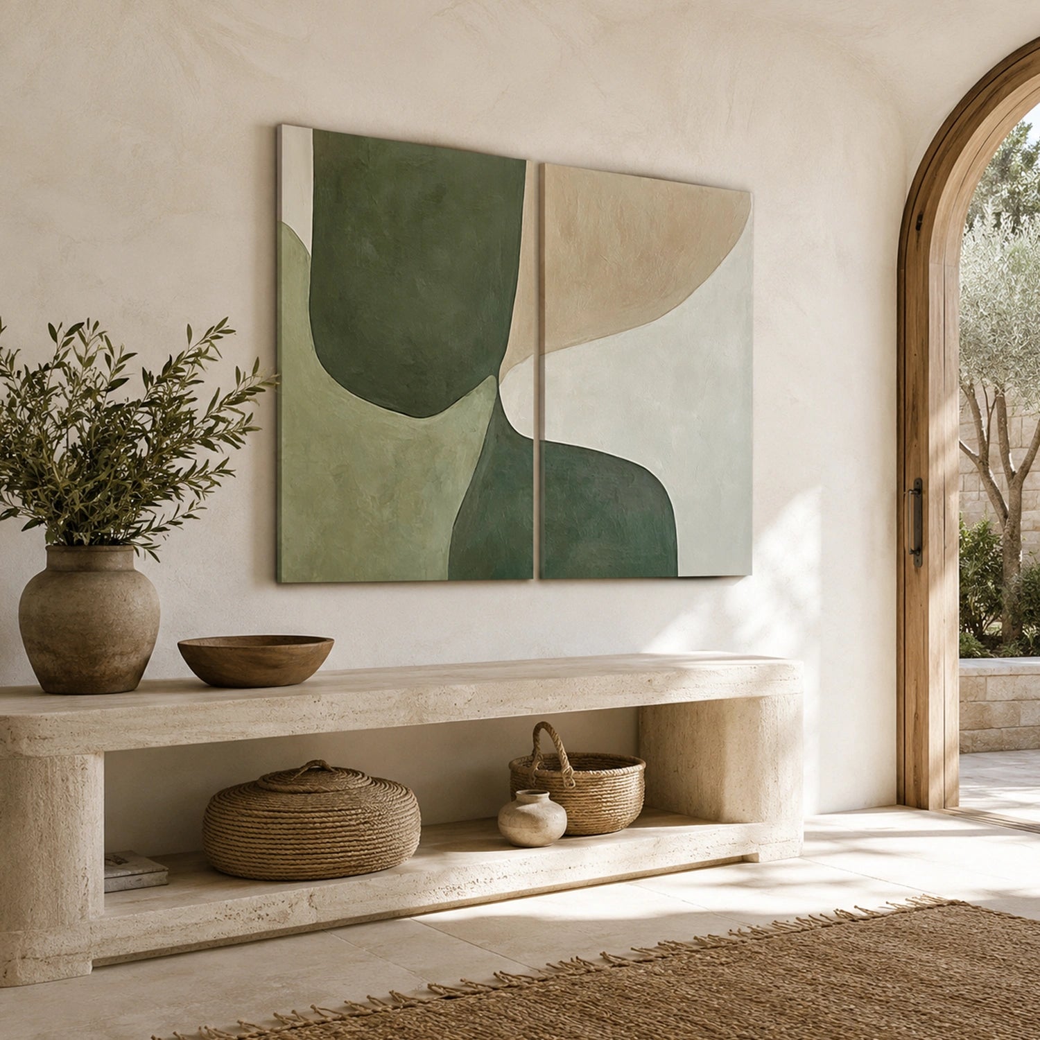 Green Minimalist Canvas Art Set of 2 #MM405
