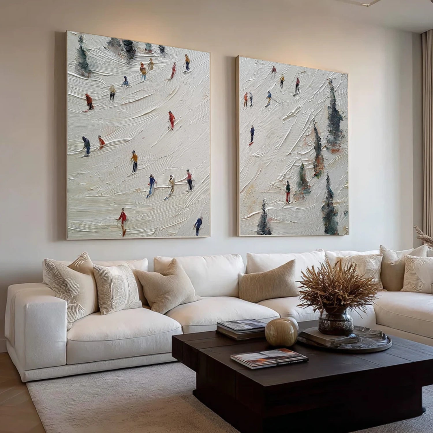 Skiing Sport Textured Wall Art Set of 2 #SA074