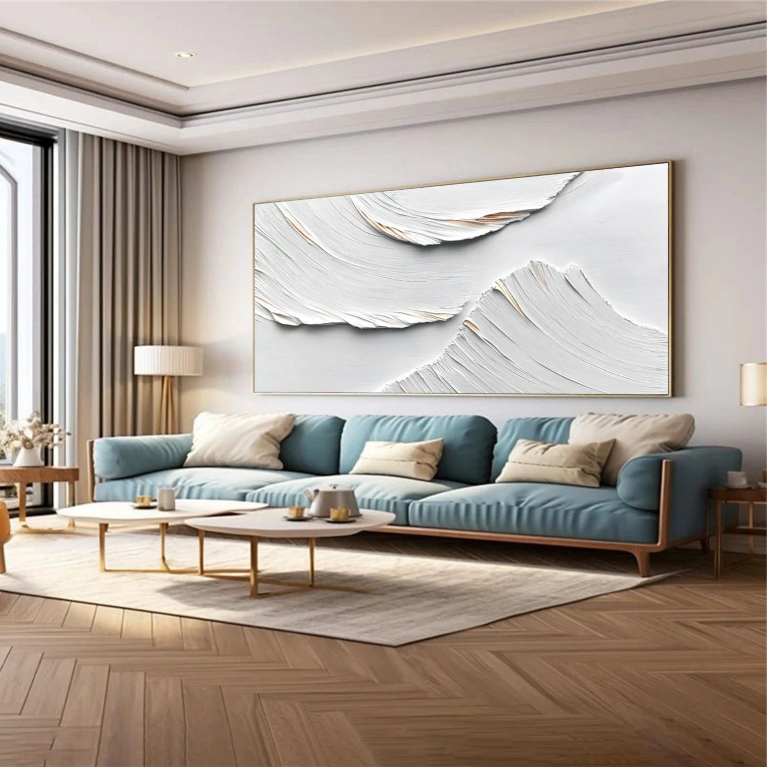 White Minimalist Textured Canvas Art #MM267