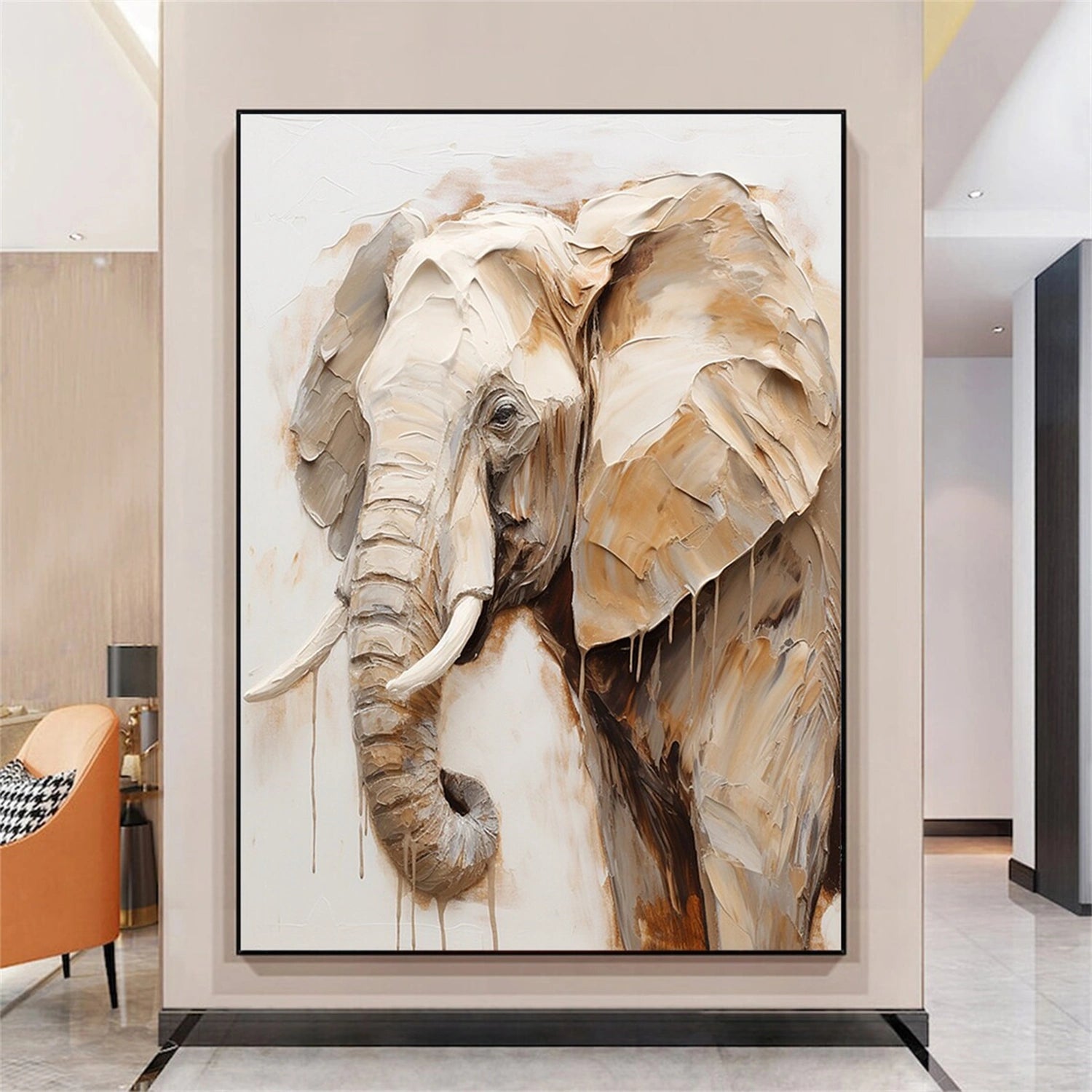 Beige and Brown Abstract Animal Wall Art #AL076