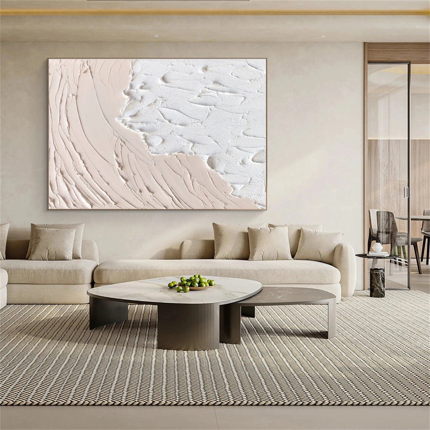 White and Beige Minimalistic Textured Art #MM233