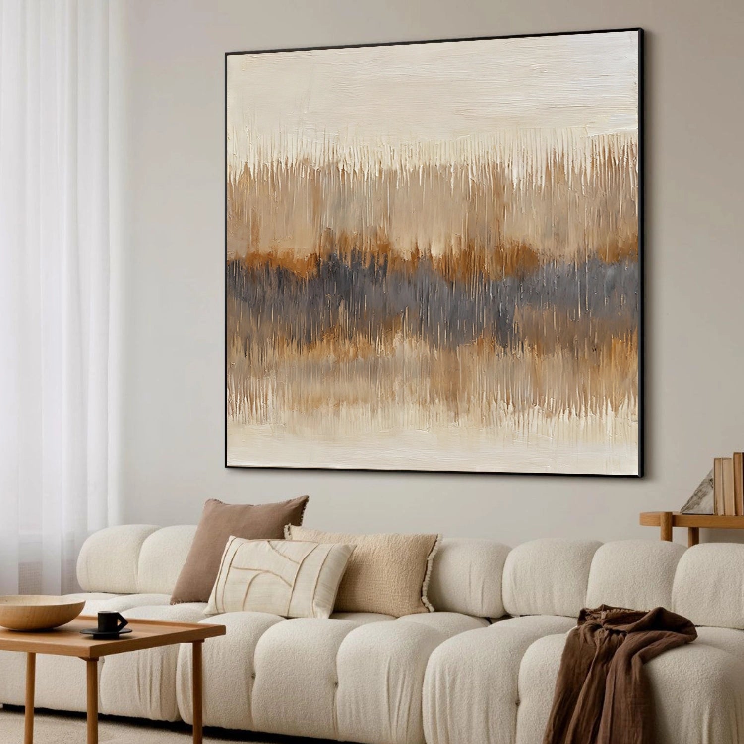 Beige and Brown Abstract Canvas Art #WS898