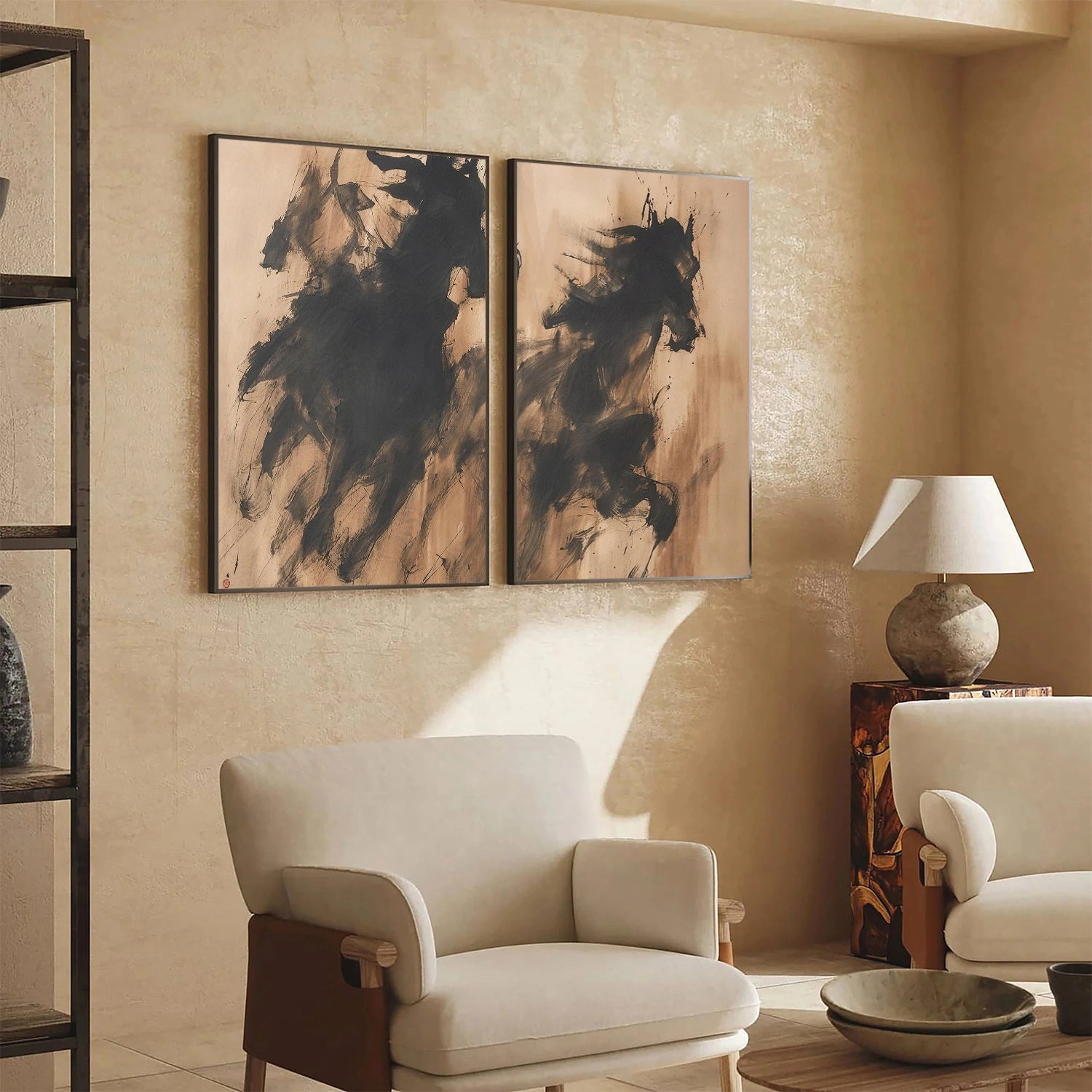 Abstract Animal Horse Wall Art Set of 2 #AL176