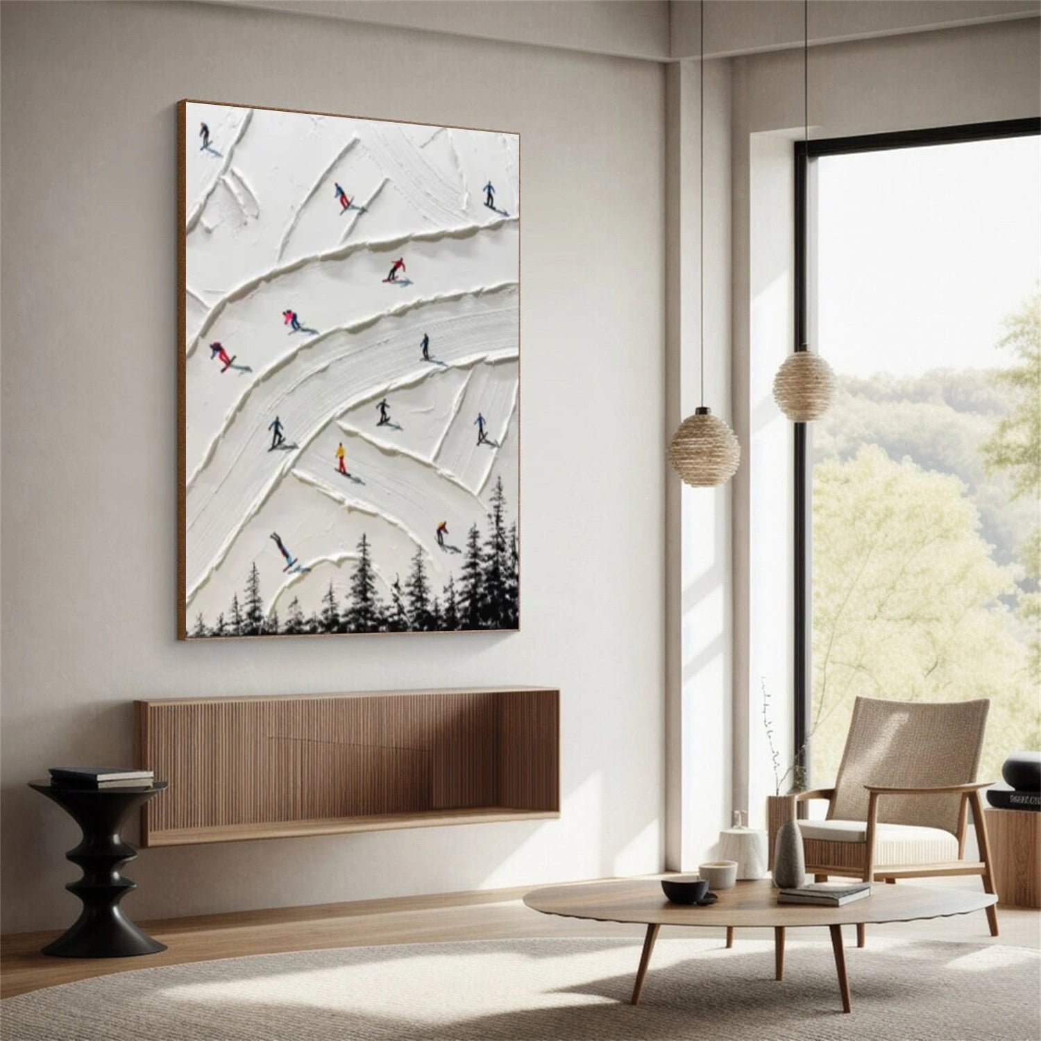 Skiing Sport Textured Wall Art #SA058