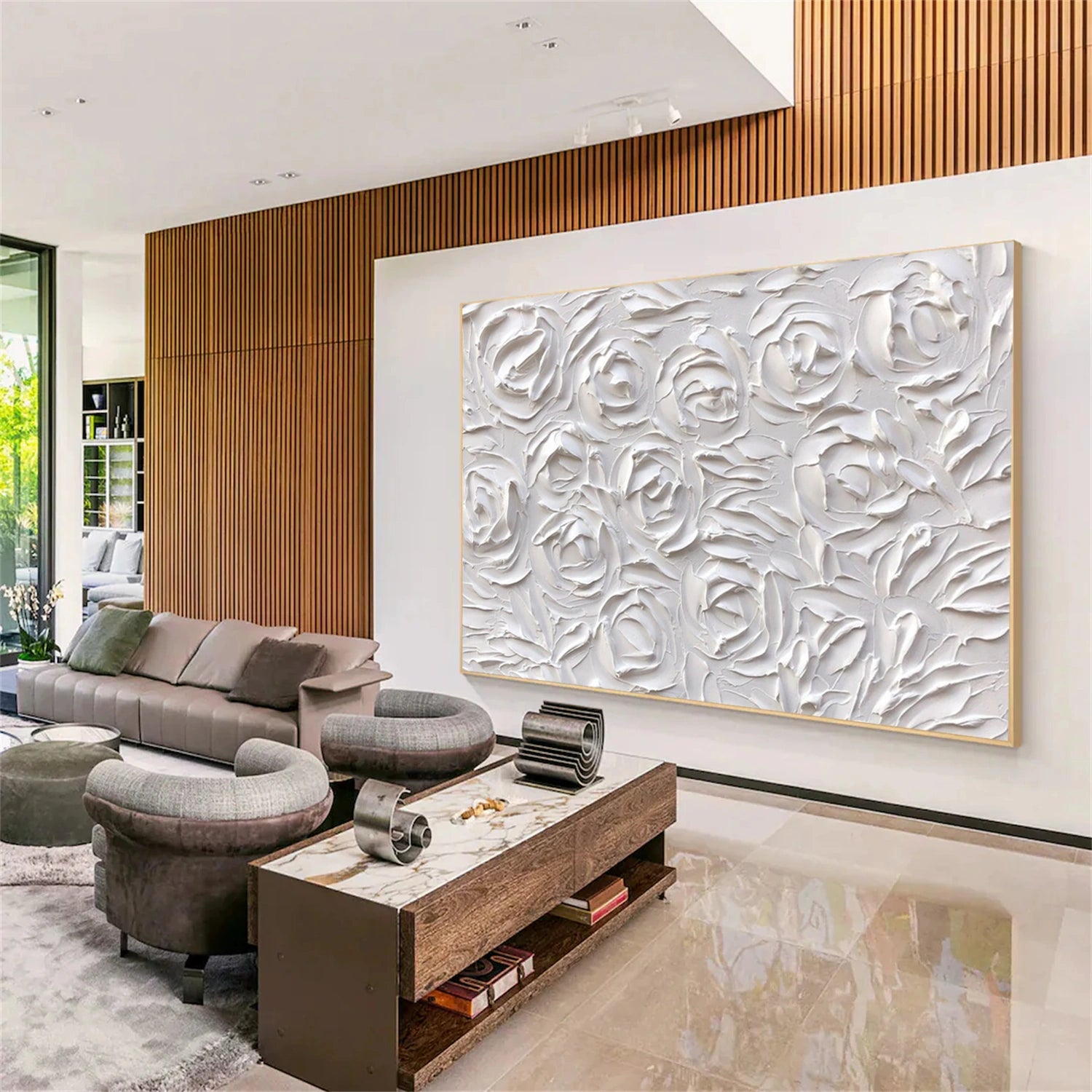 White Minimalistic Textured Art #MM234