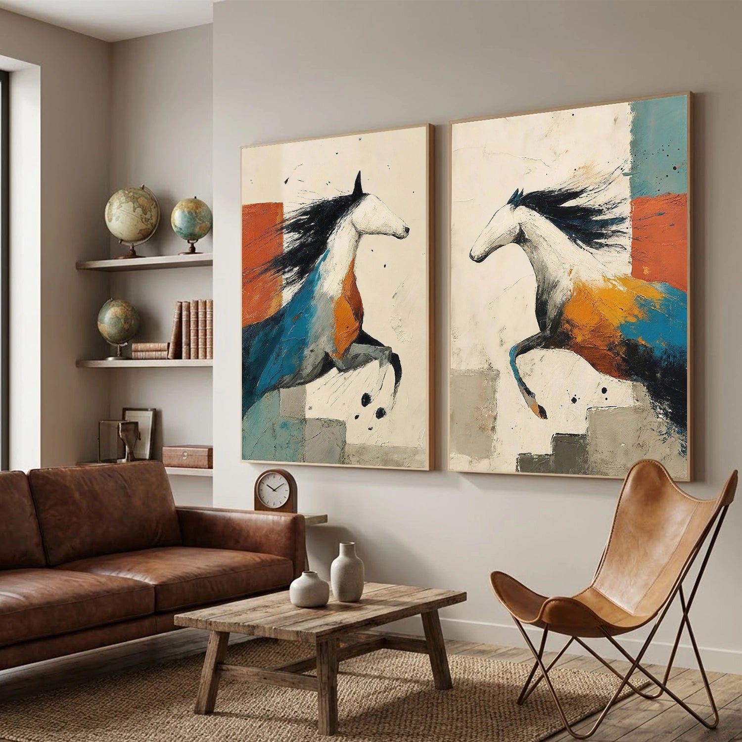 Abstract Animal Horse Wall Art Set of 2 #AL214