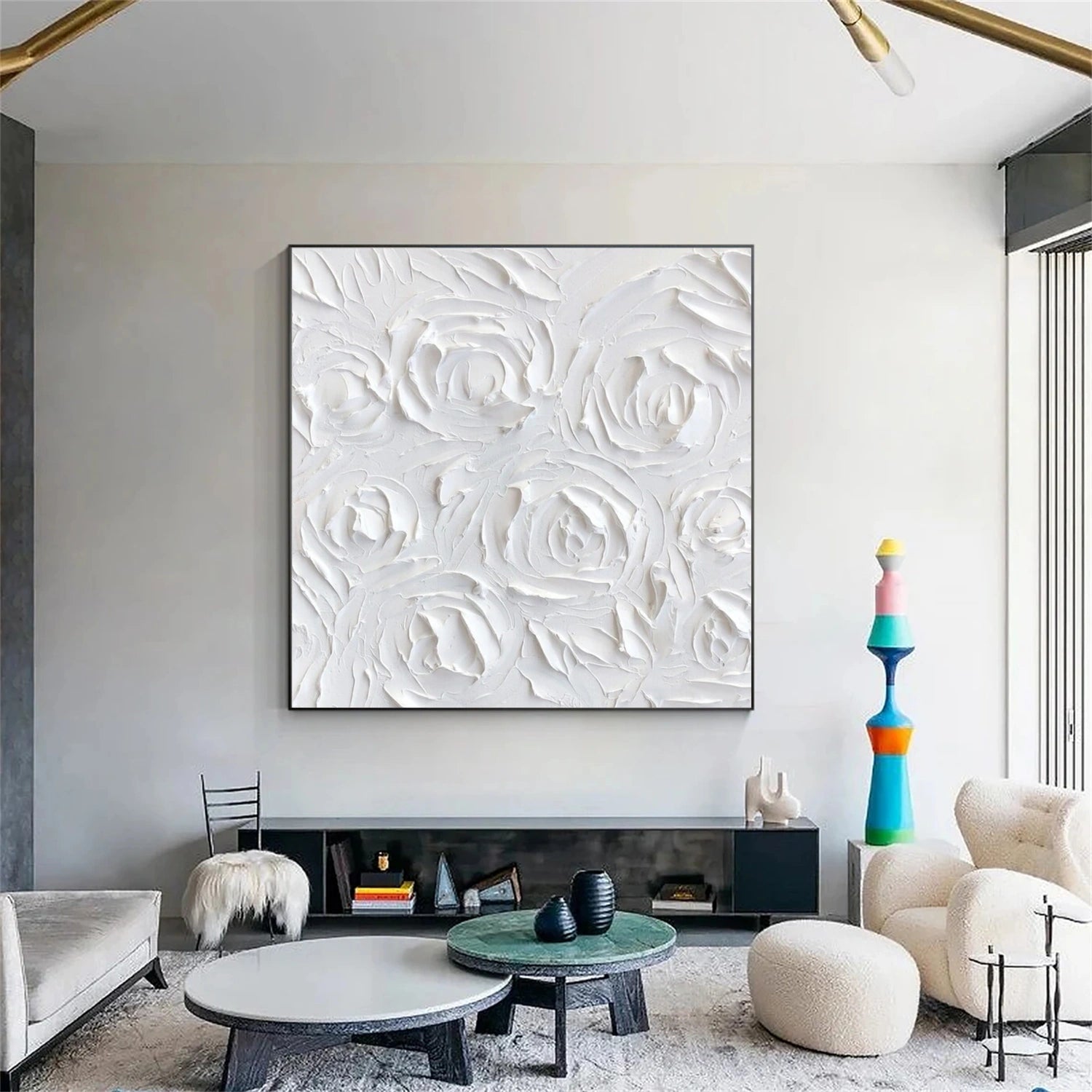 White Minimalistic Textured Art #MM235
