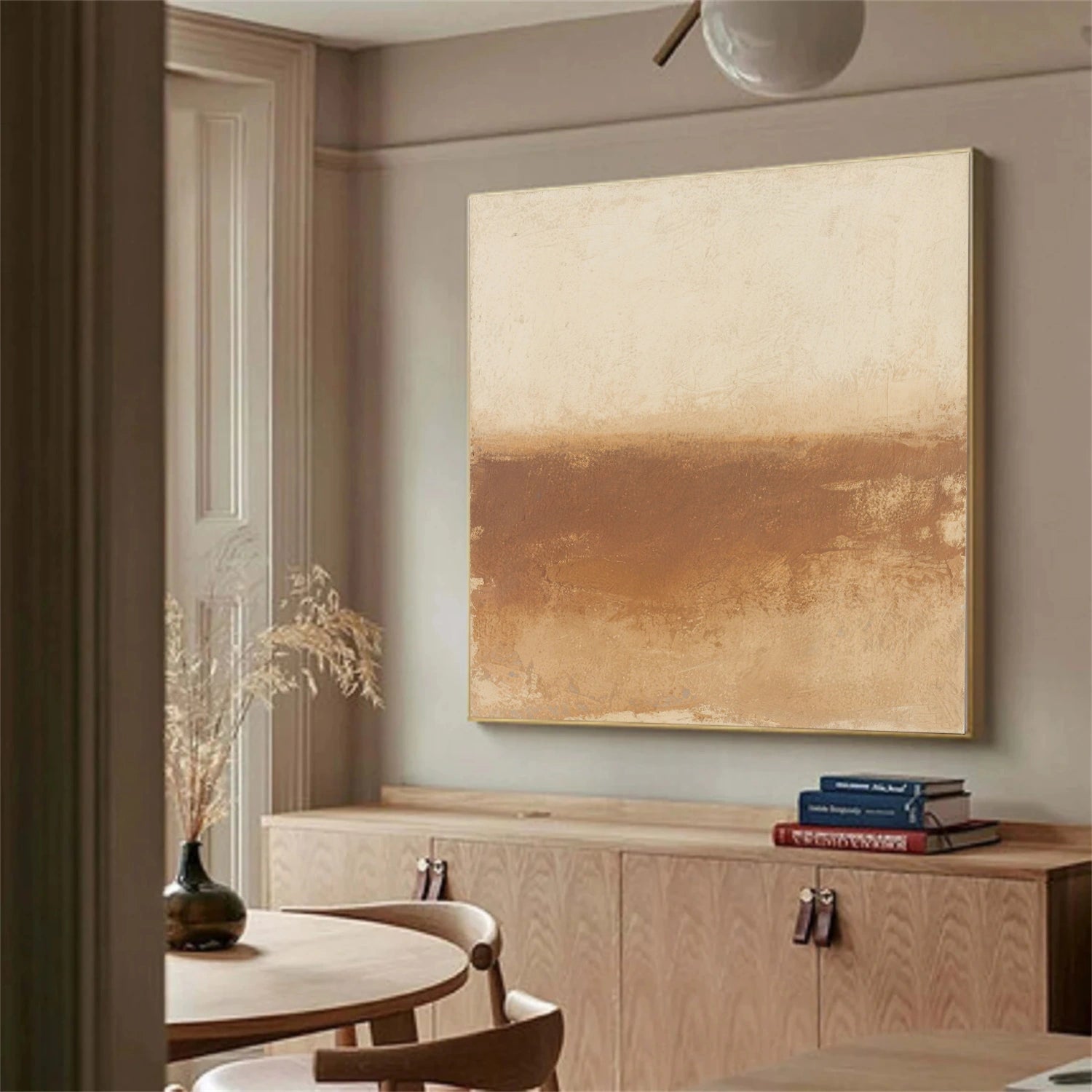Beige and Brown Abstract Canvas Art #WS763