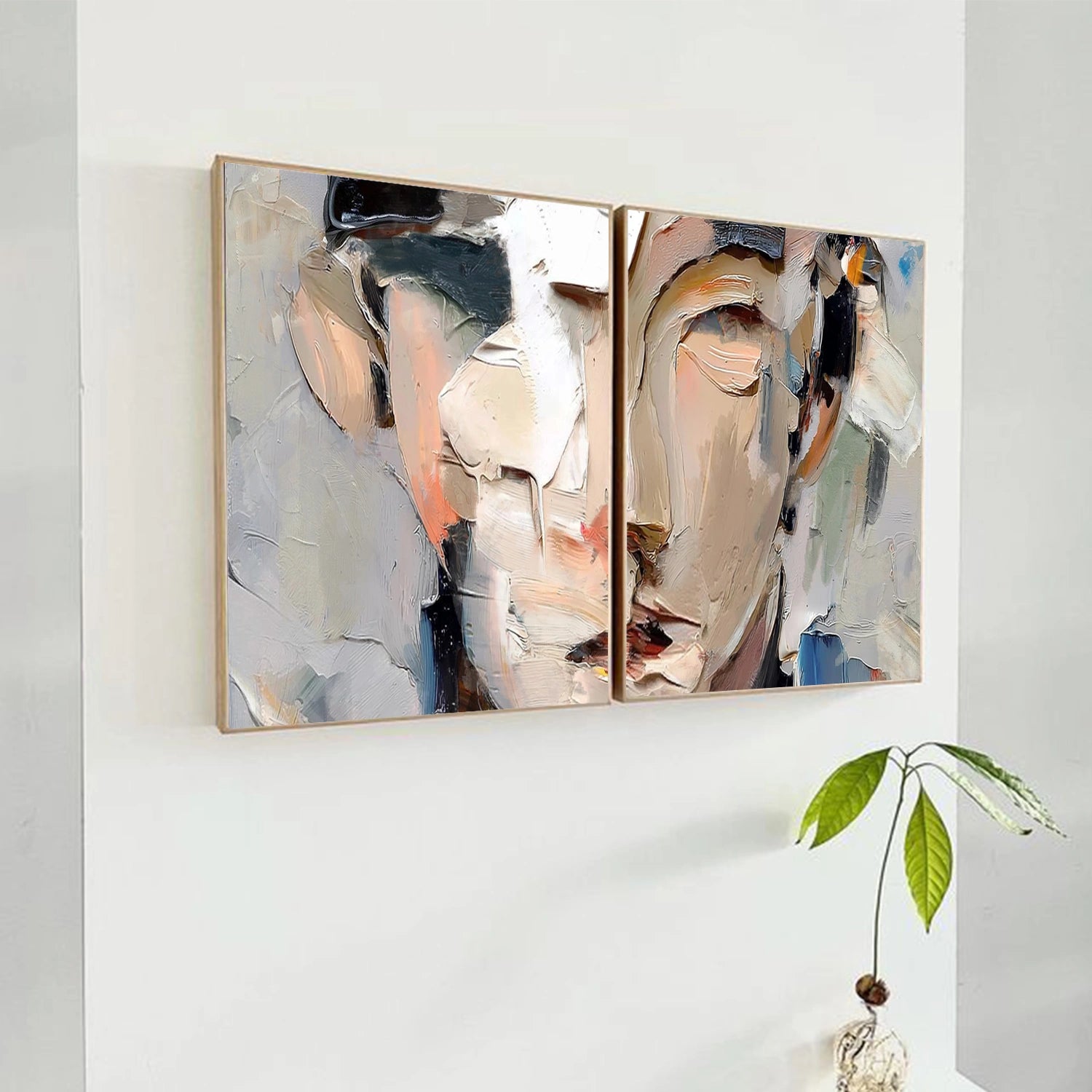 Abstract Portrait Textured Wall Art Set of 2 #AP124