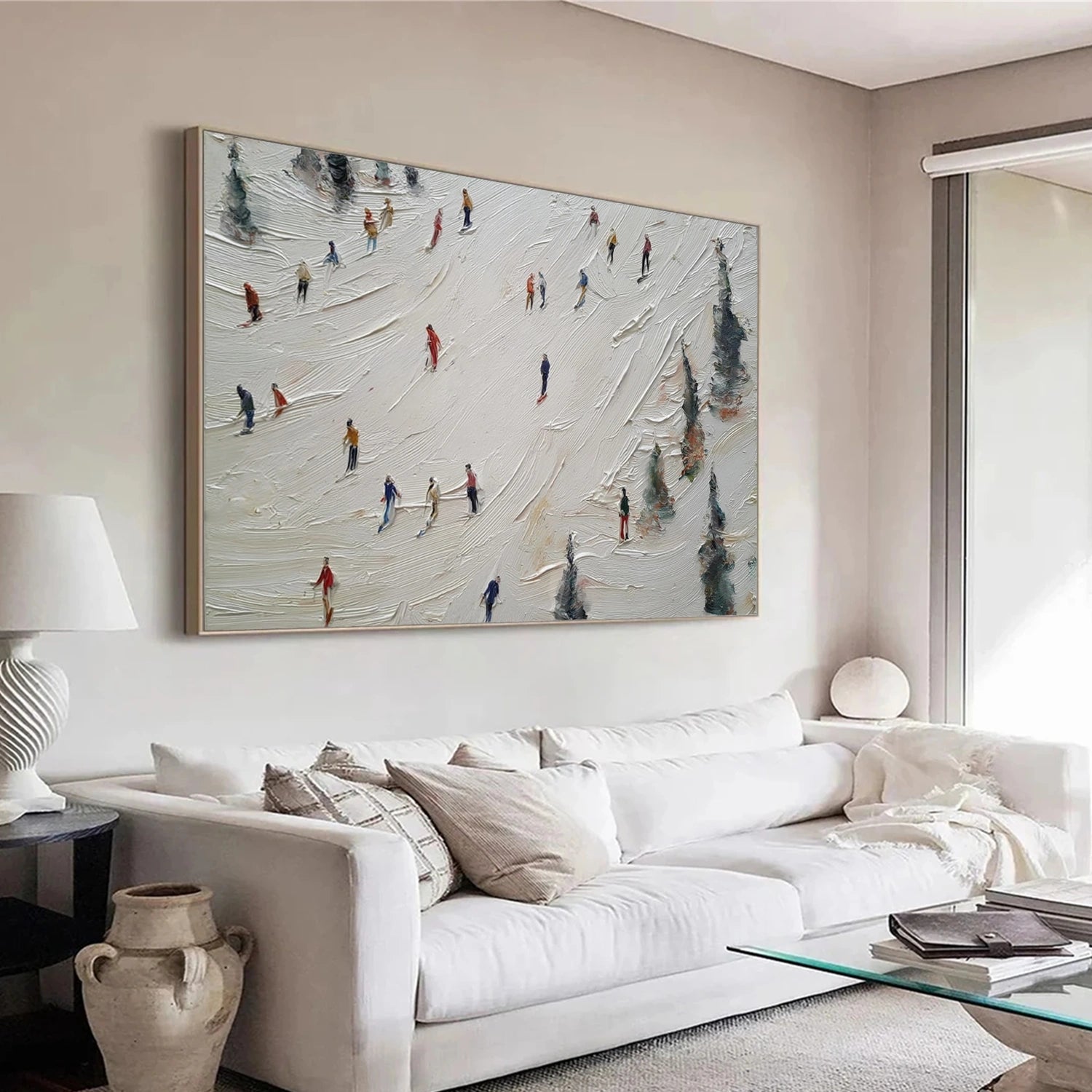 Skiing Sport Textured Wall Art #SA067