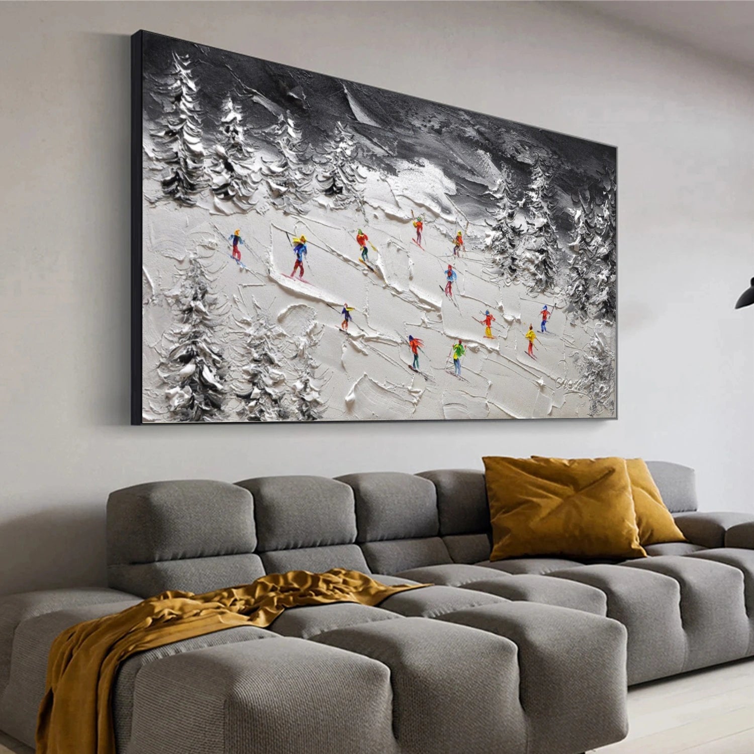 Skiing Sport Textured Wall Art #SA049