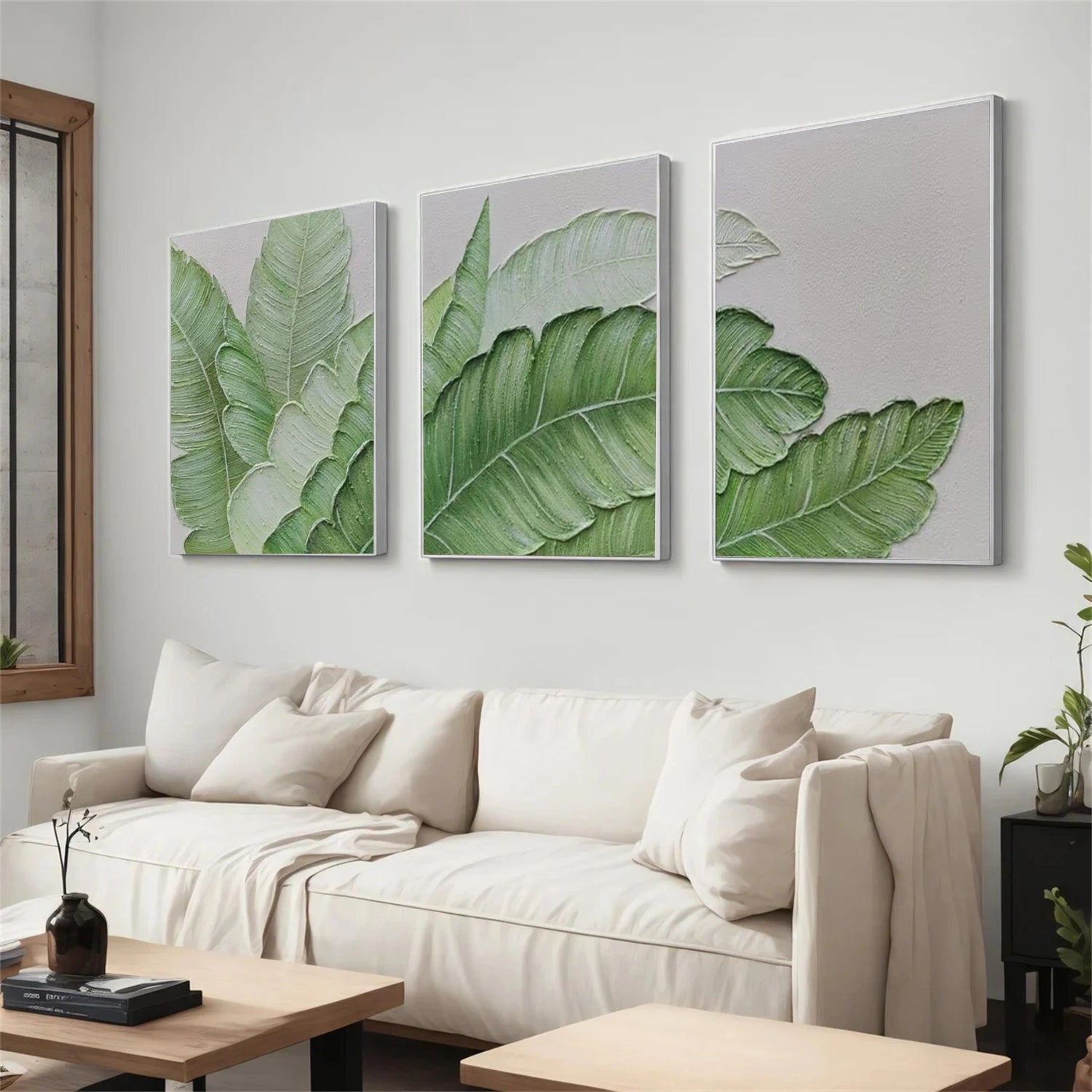 Flower & Tree Abstract Textured Wall Art Set of 3 #ML152