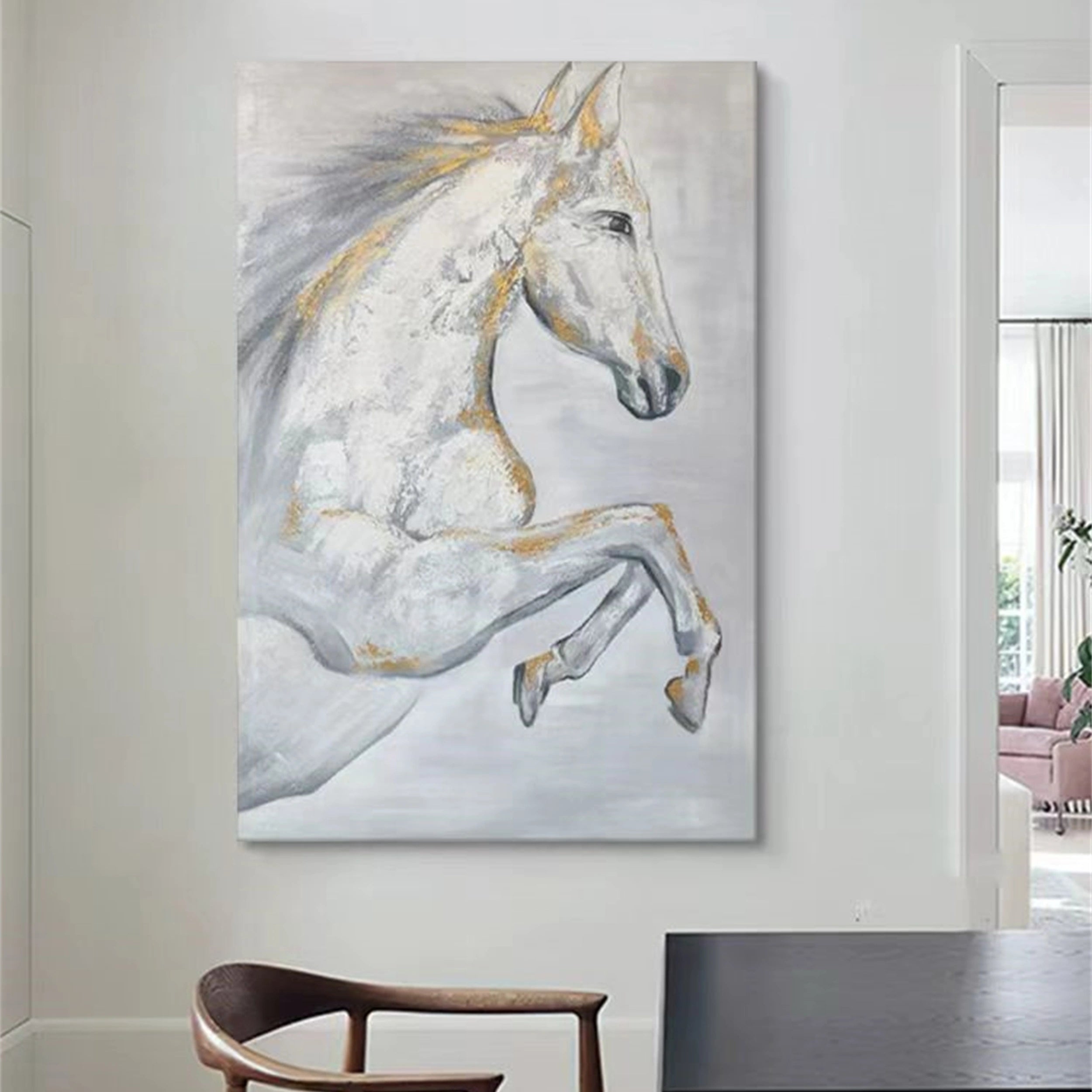 White Horse Abstract Animal Wall Art #AL011