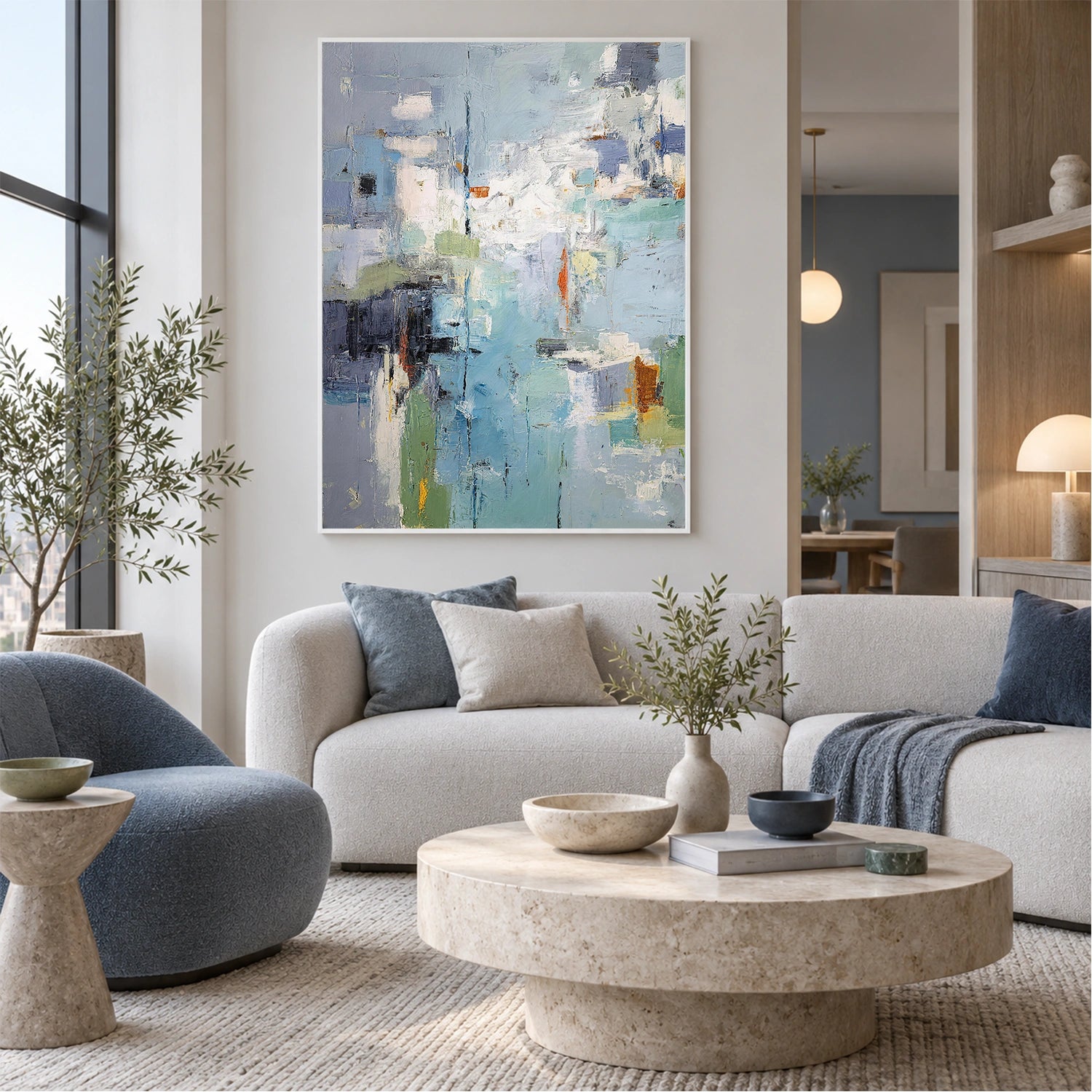 Blue Abstract Canvas Art #WS1149