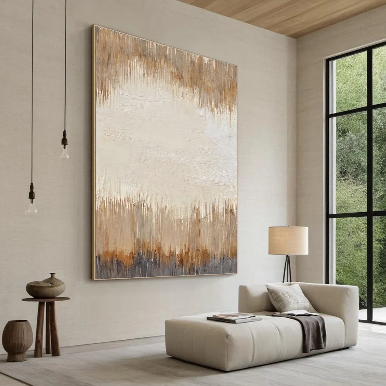 Beige and Brown Abstract Canvas Art #WS895