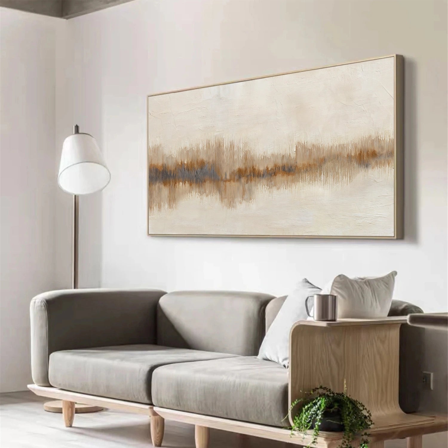 Beige and Brown Abstract Canvas Art #WS893