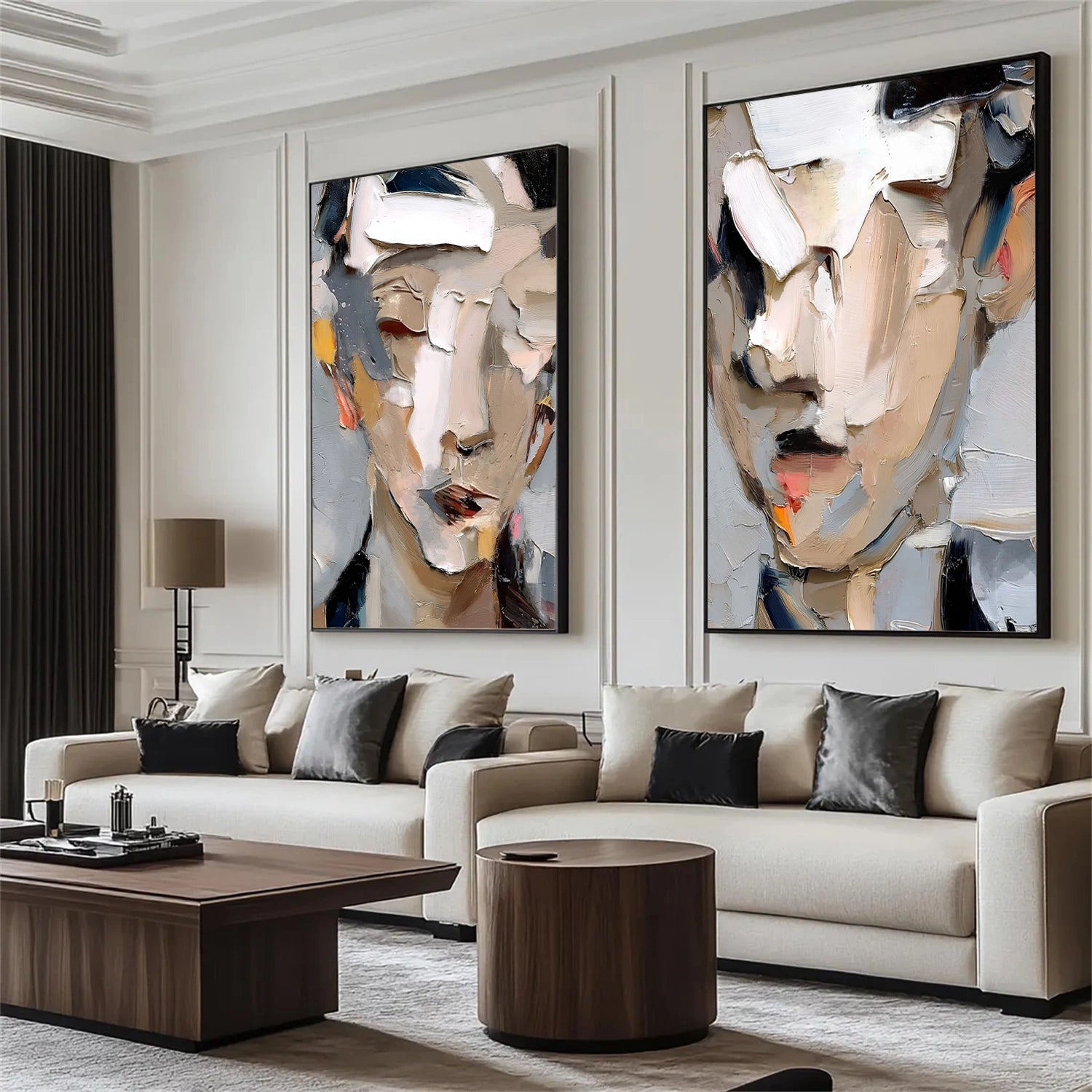 Abstract Portrait Textured Wall Art Set of 2 #AP125