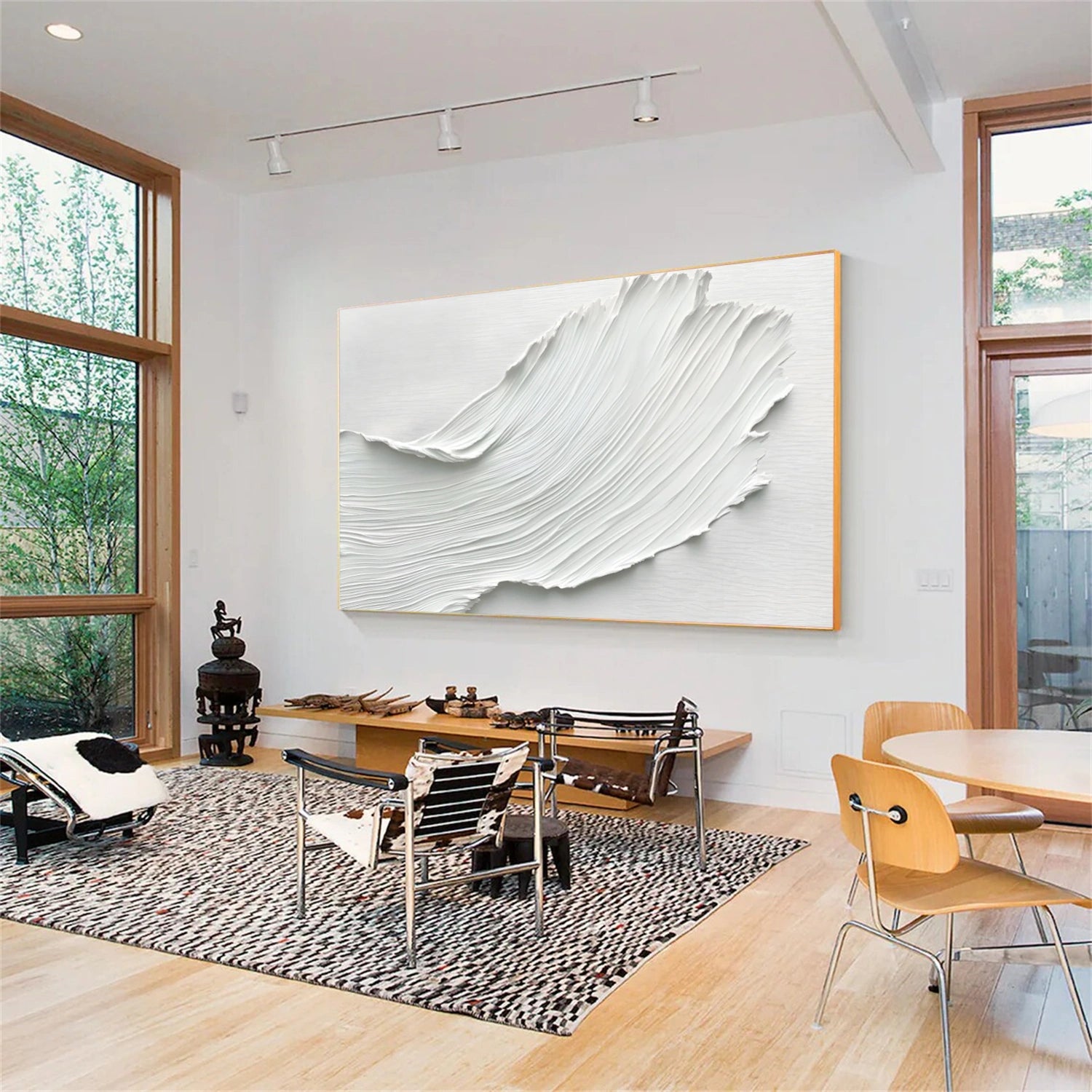 White Minimalist Textured Canvas Art #MM266