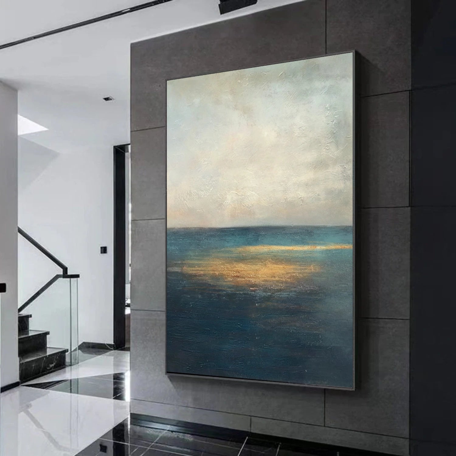 Blue and Gold Abstract Canvas Art #WS902