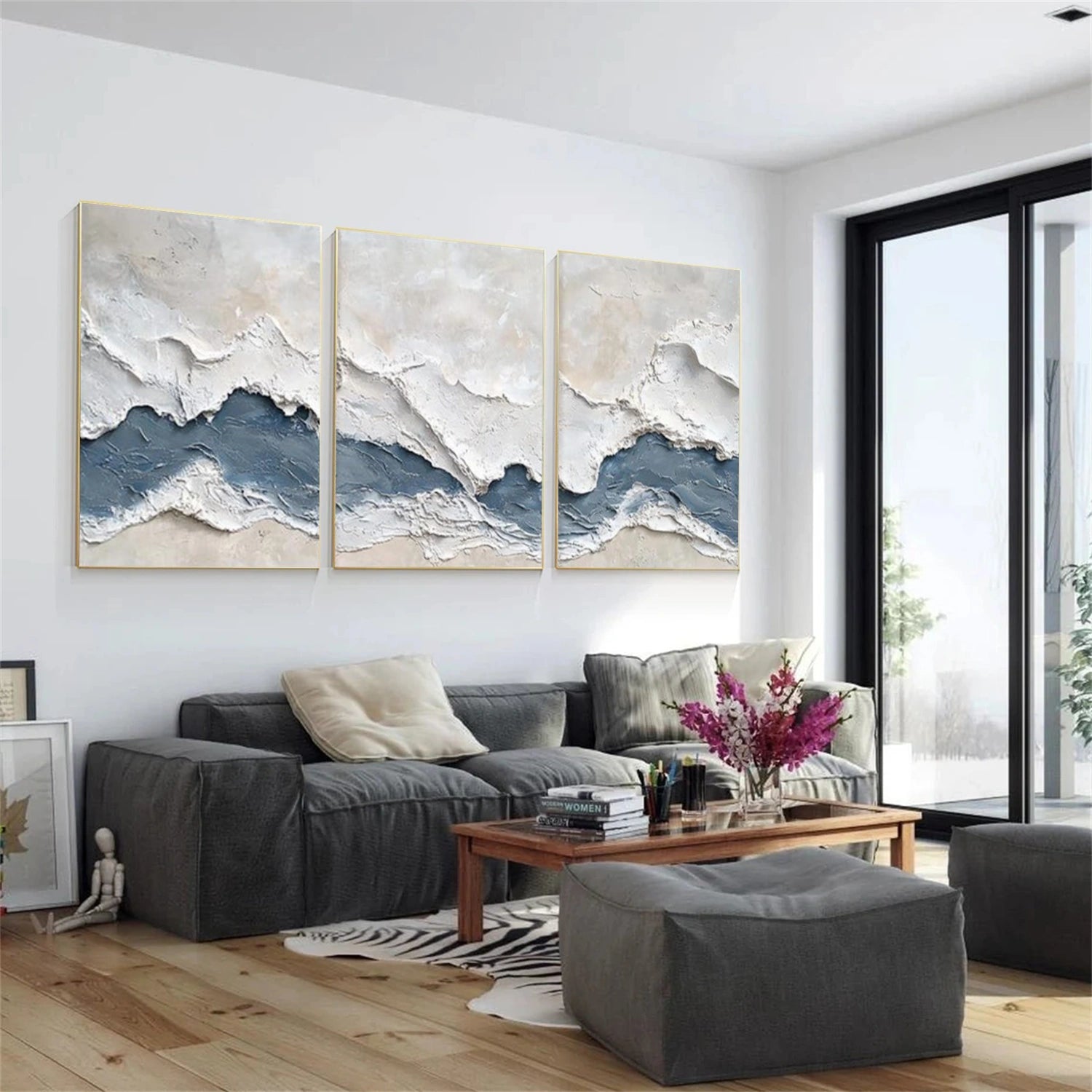 Abstract Textured Canvas Art Set of 3 #WS951