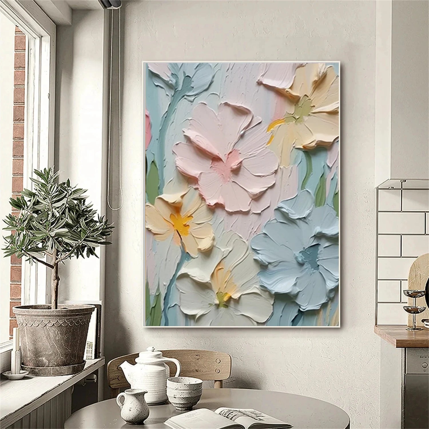 Colorful Flower & Tree Abstract Textured Wall Art #ML078