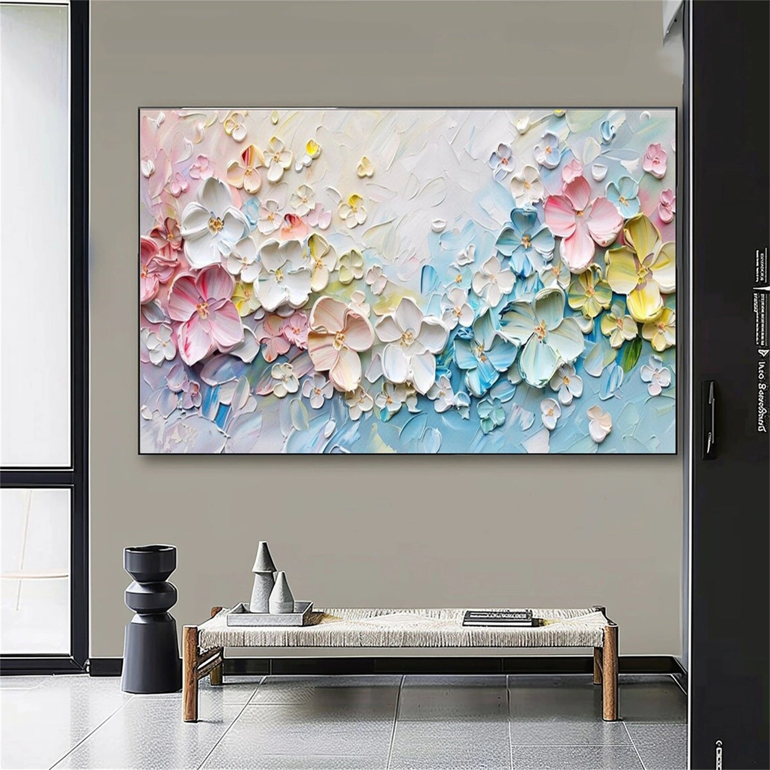 Textured Wall Art Colorful Flower & Tree Abstract Art #ML088 Textured Wall Art Colorful Flower & Tree Abstract Art #ML088
