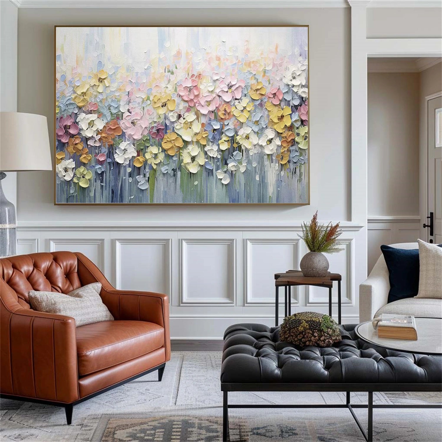 Colorful Flower & Tree Abstract Textured Wall Art #ML089