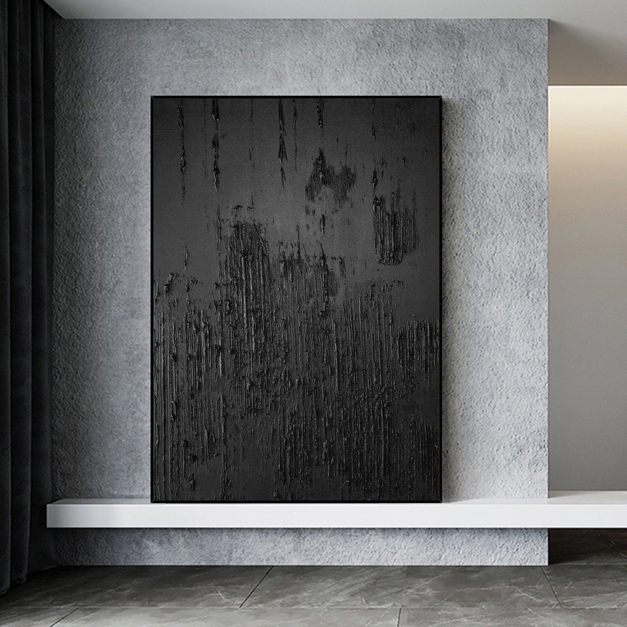 Original Plaster Textured Minimalist Painting Wall Decor by Artist