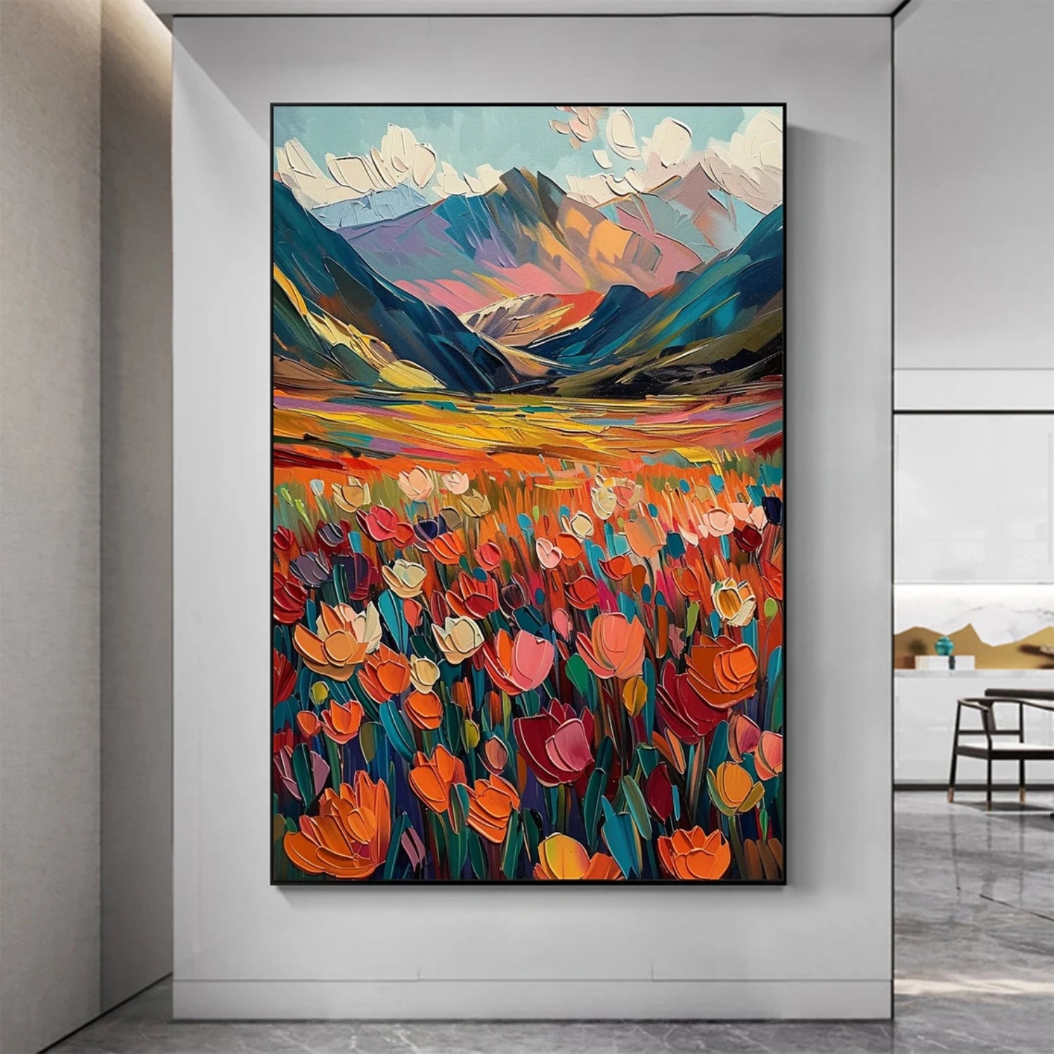 Colorful Flower Abstract Textured Wall Art #ML076