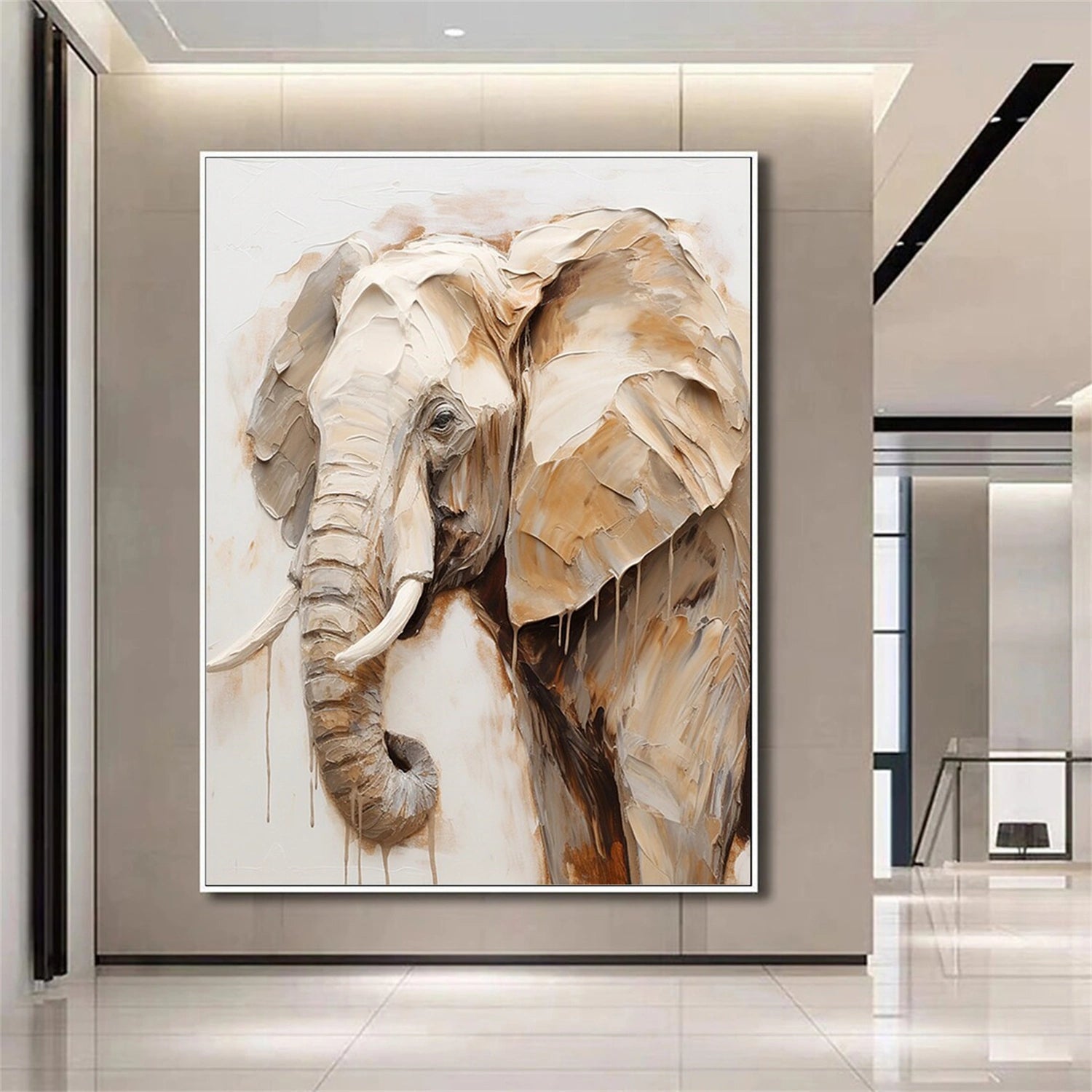 Beige and Brown Abstract Animal Wall Art #AL076