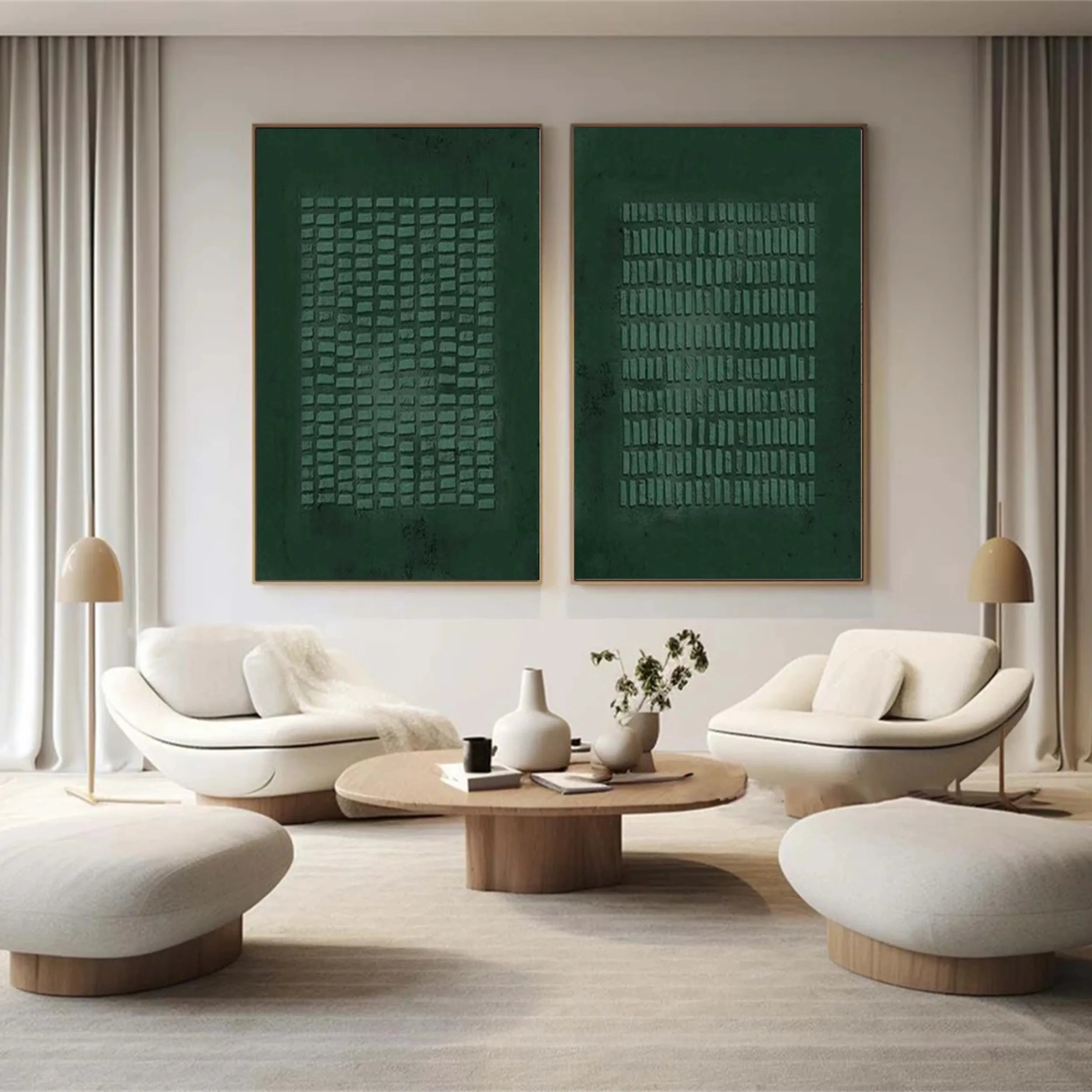 Green Texture Art Set of 2#GT008