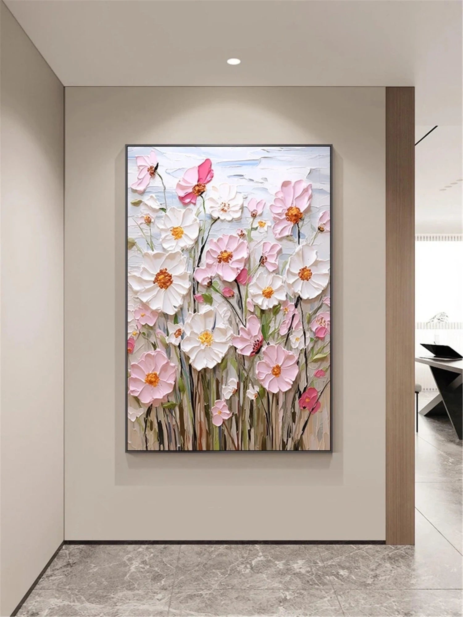 Colorful Flower Abstract Textured Wall Art #ML096