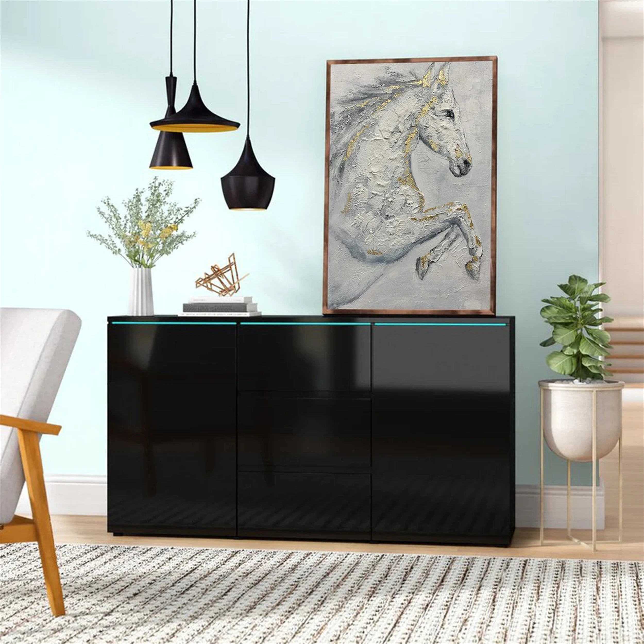 White Horse Abstract Animal Wall Art #AL002