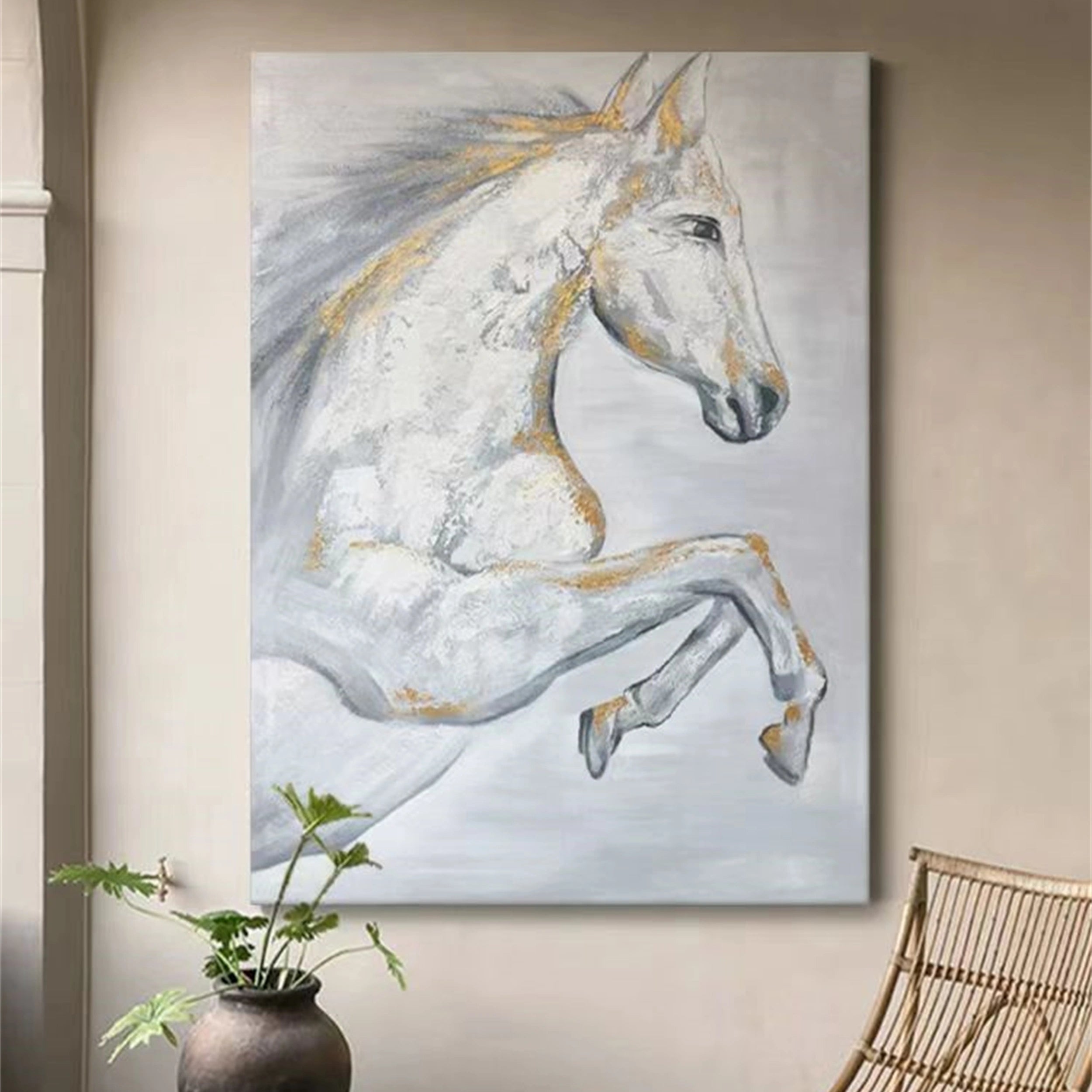 White Horse Abstract Animal Wall Art #AL011