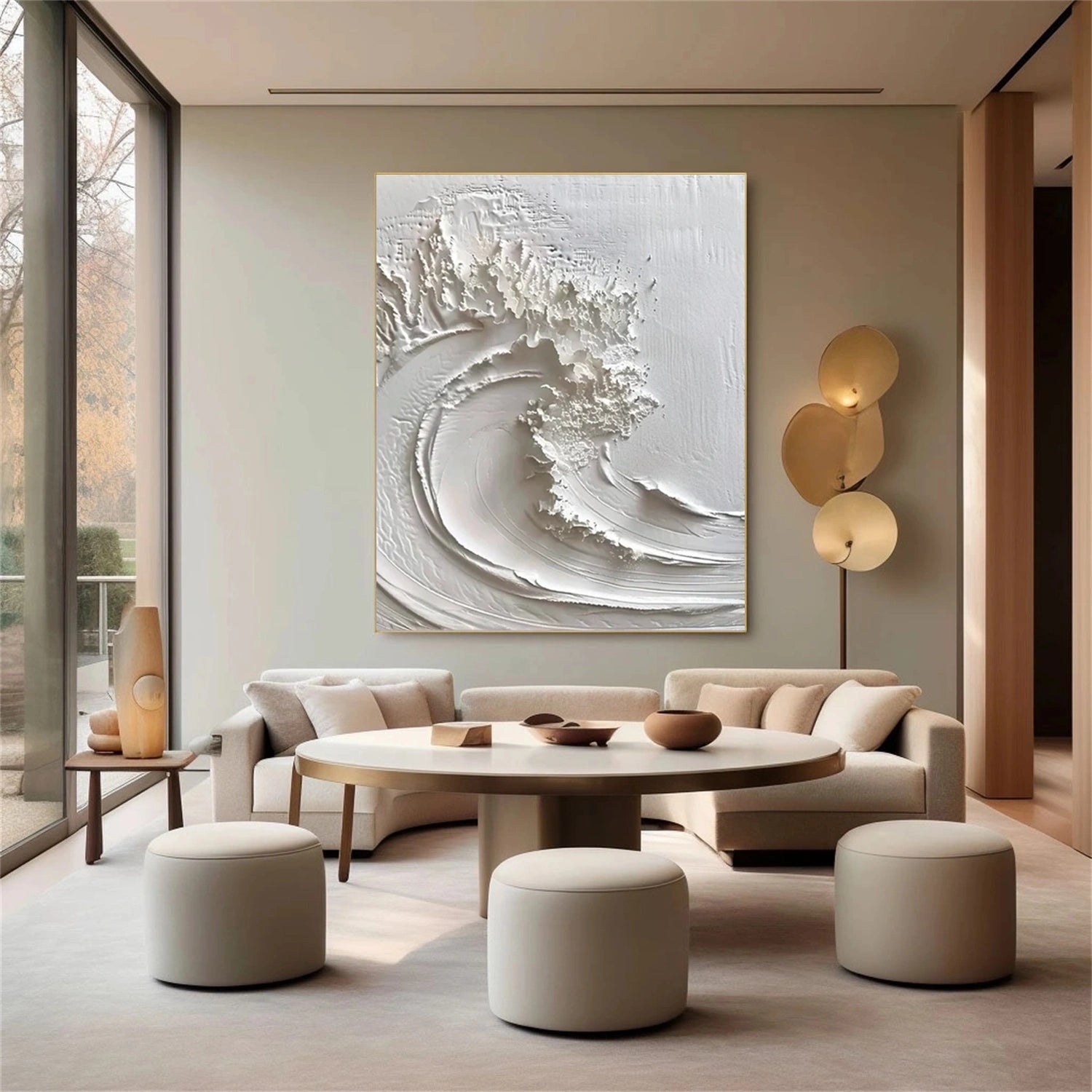 White Minimalist Ocean Textured Art #MS101