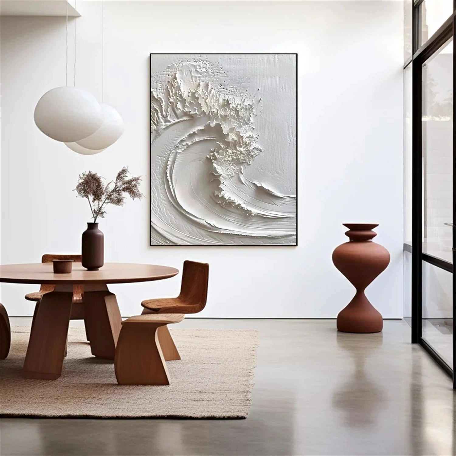 White Minimalist Ocean Textured Art #MS101