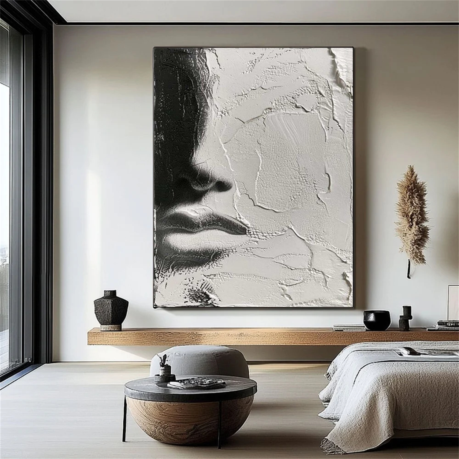 Abstract Portrait Black and White Painting #AP035