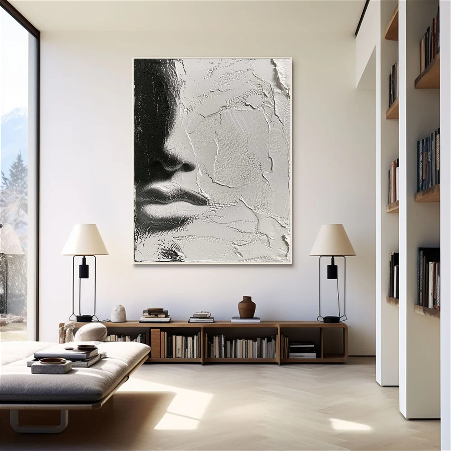 Abstract Portrait Black and White Painting #AP035